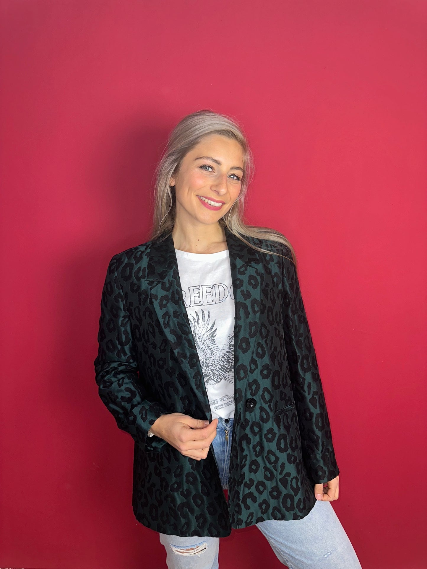 Blazer Anine Bing panterprint donkergroen - Maat L