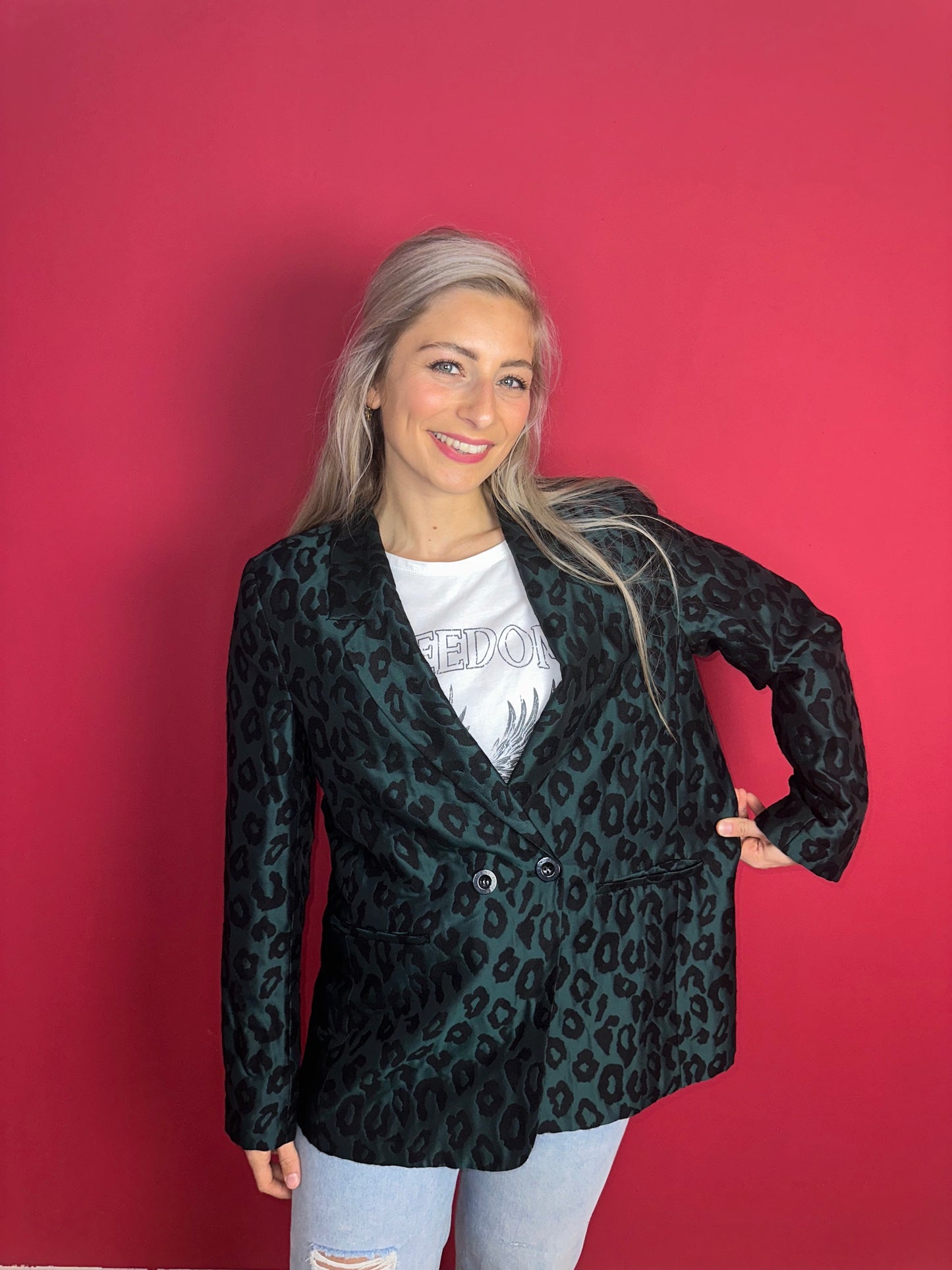 Blazer Anine Bing panterprint donkergroen - Maat L