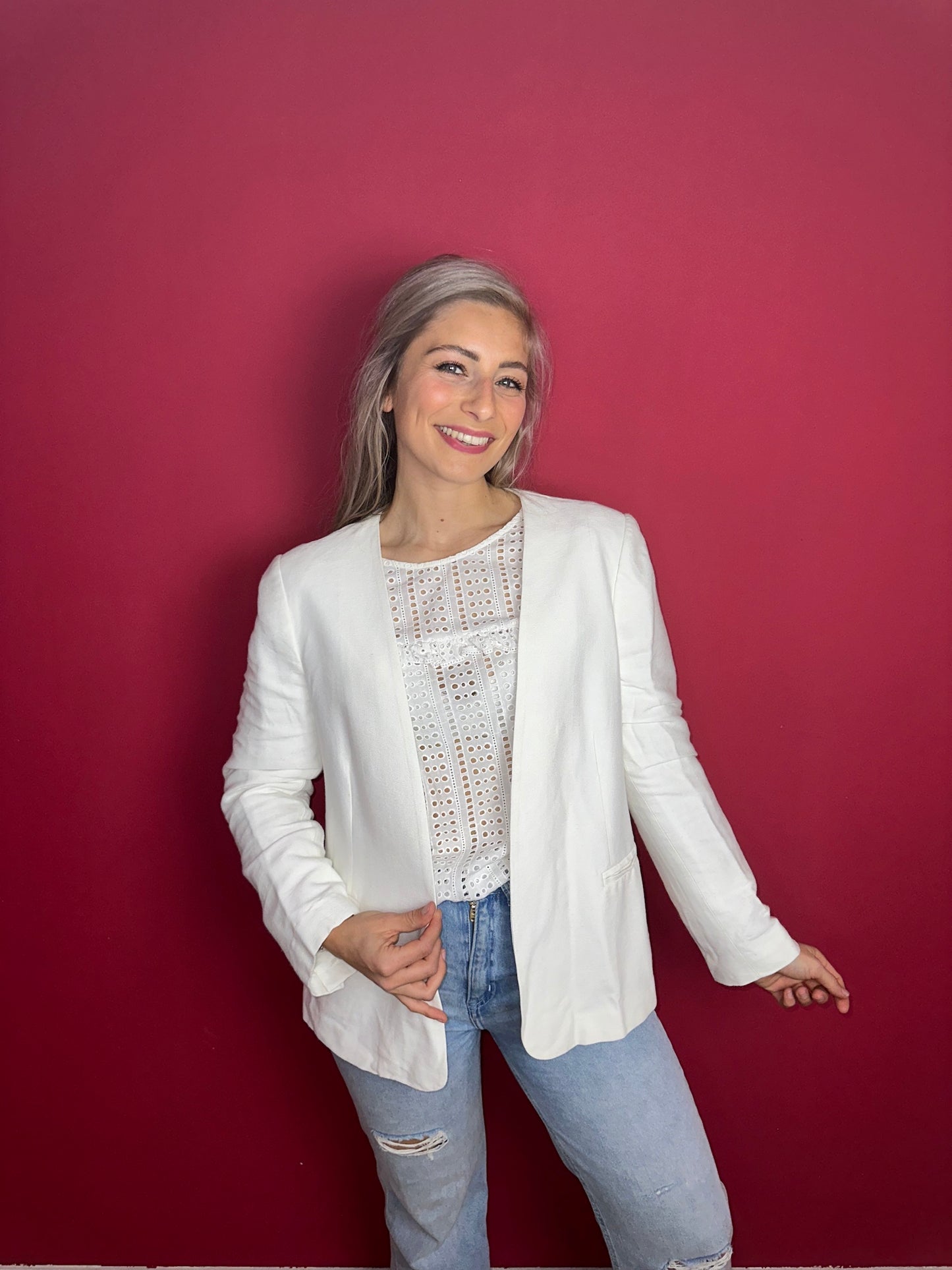 Blazer Twinset linnen wit - Maat XL