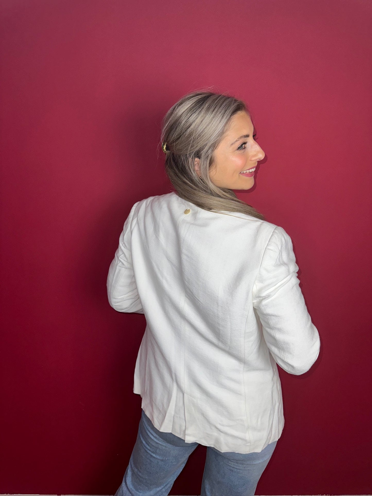 Blazer Twinset linnen wit - Maat XL