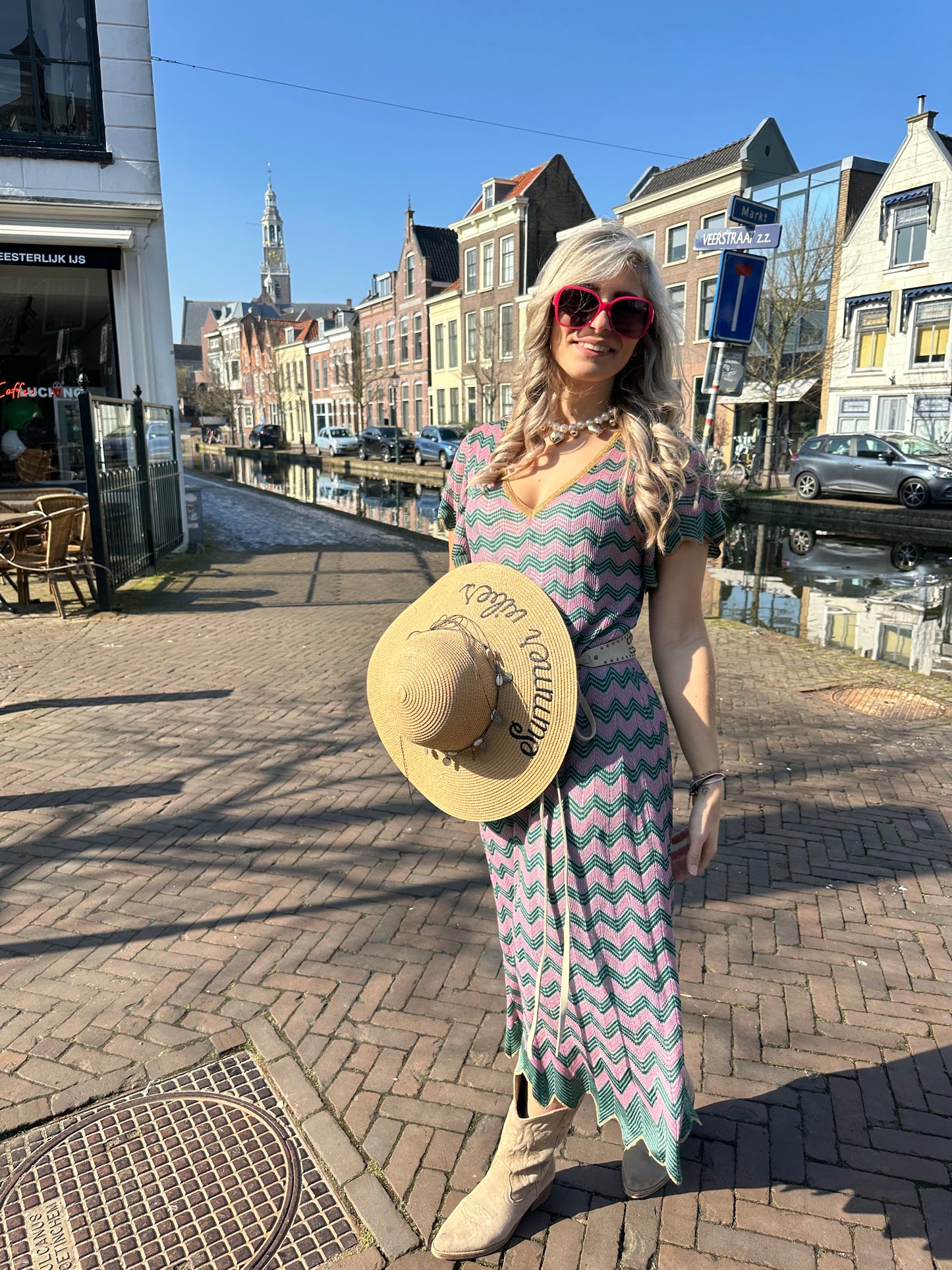 Robe Missoni rose/vert