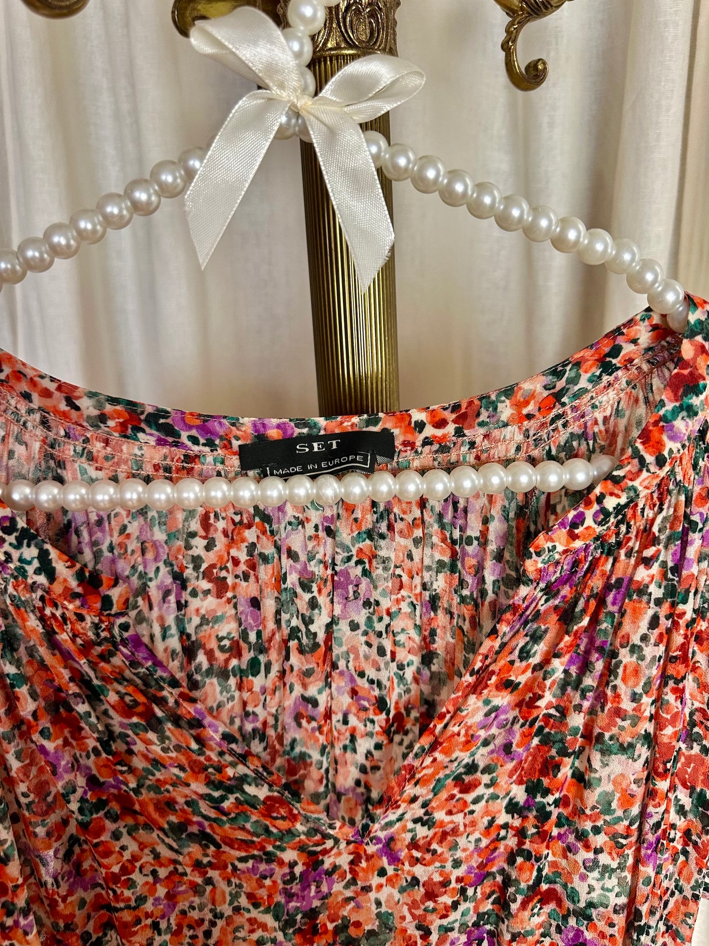 Blouse SET bloemenprint koraal - Maat 40