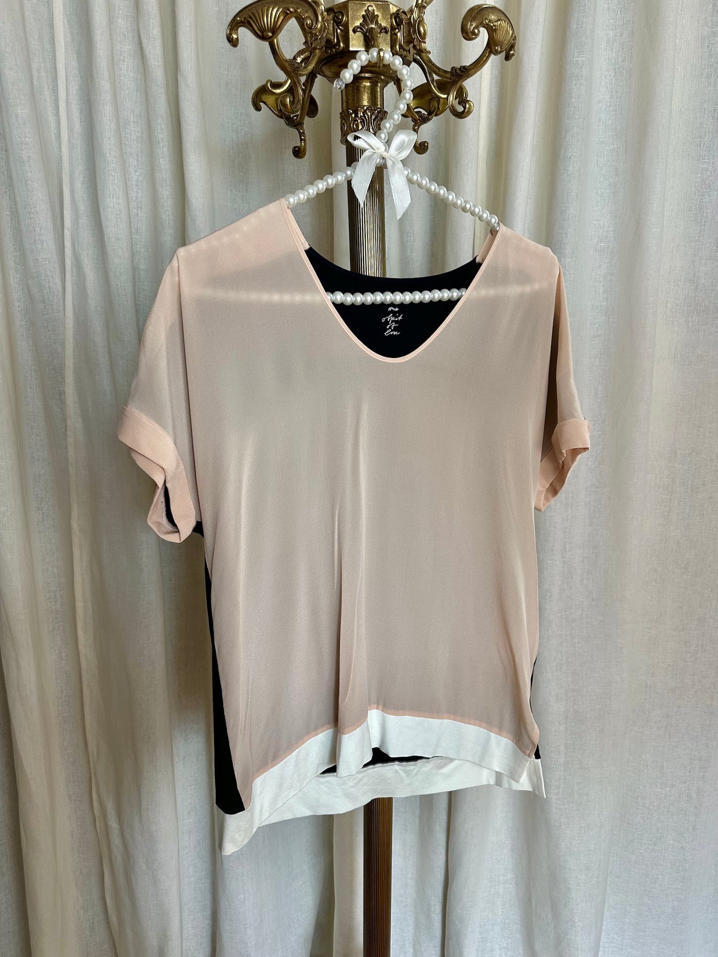 Blouse Marc Cain lichtroze, zwart - Maat 38/40