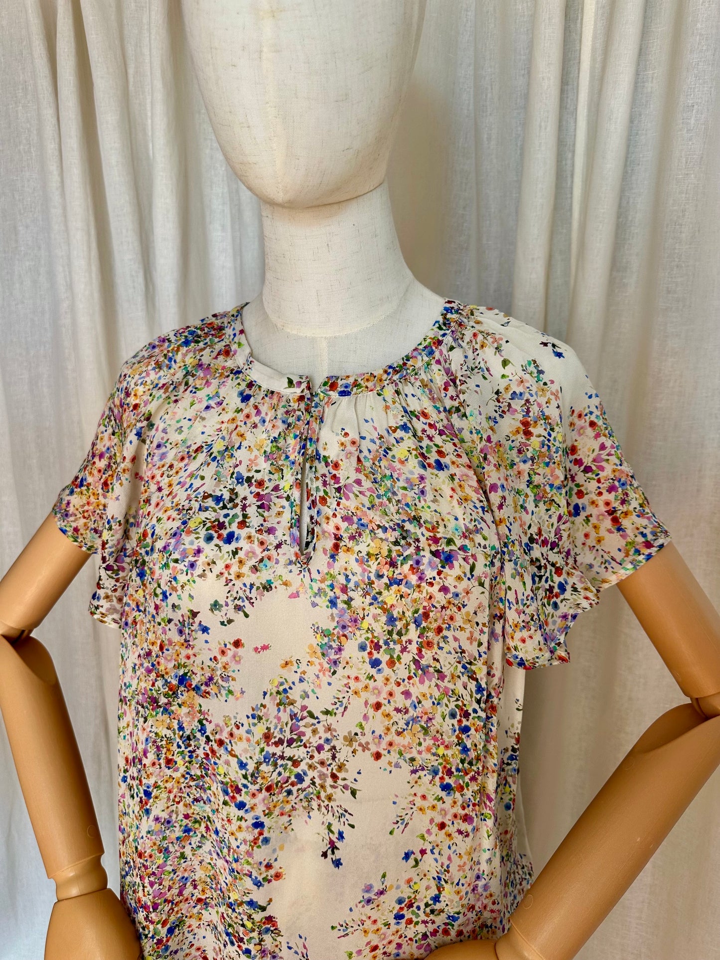 Blouse SET bloemenprint crème - Maat 38