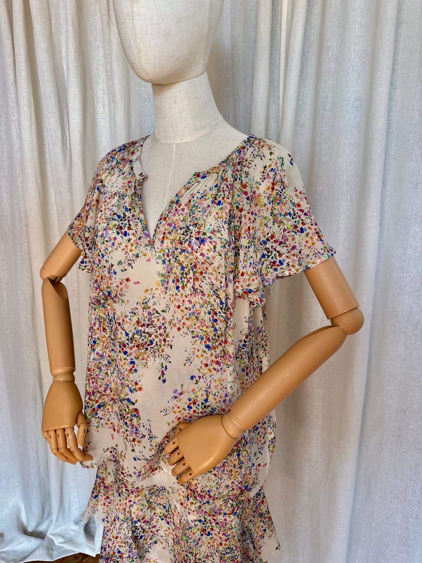 Blouse SET bloemenprint crème - Maat 38