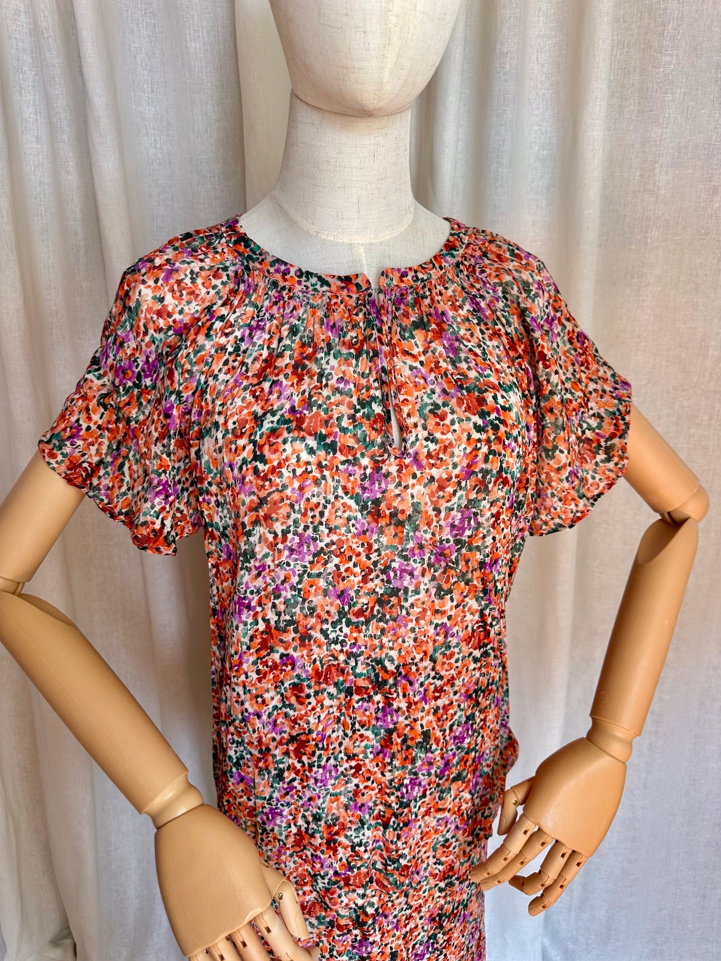 Blouse SET bloemenprint koraal - Maat 40