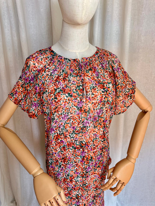 Blouse SET bloemenprint koraal - Maat 40
