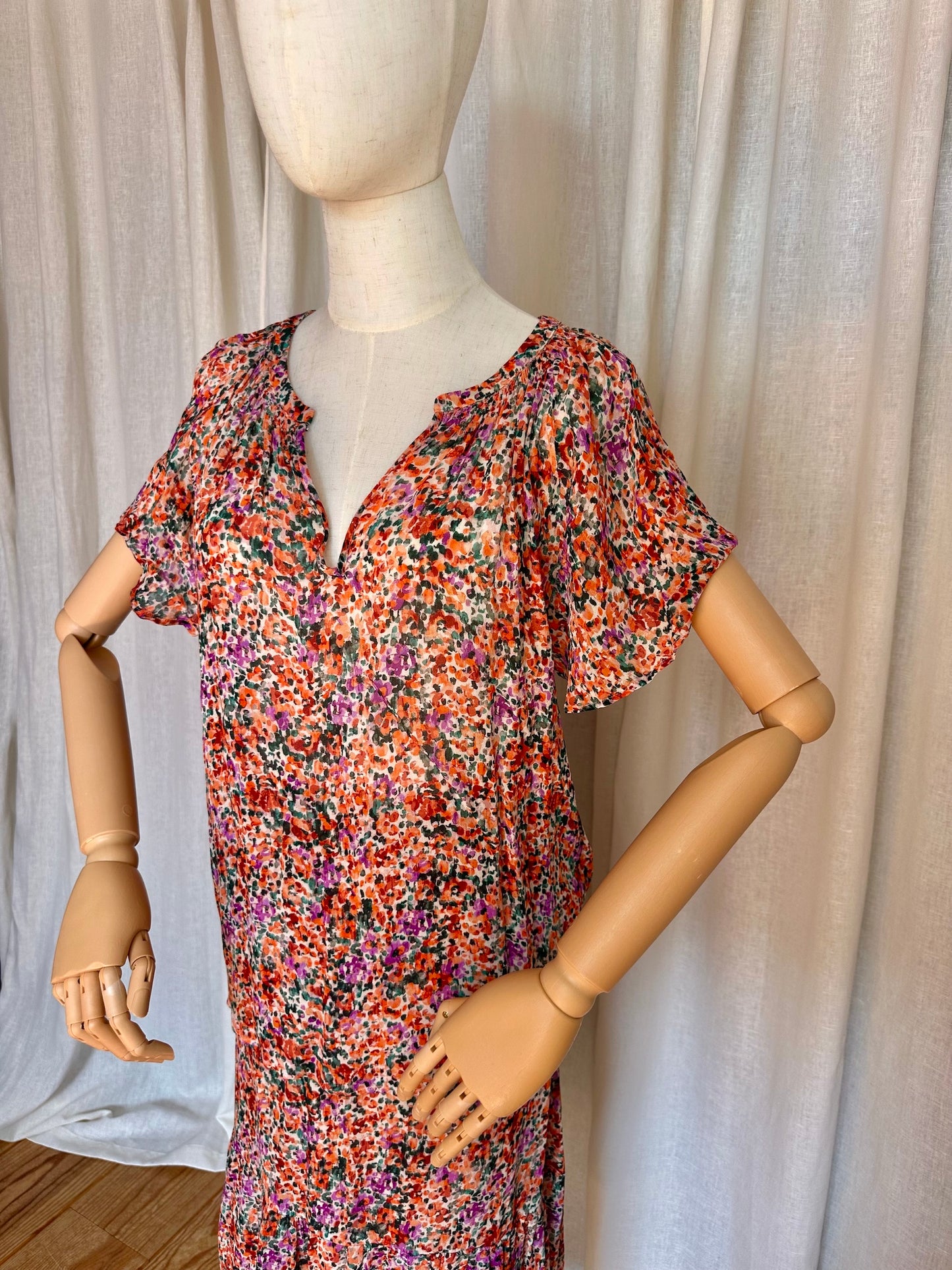 Blouse SET bloemenprint koraal - Maat 40