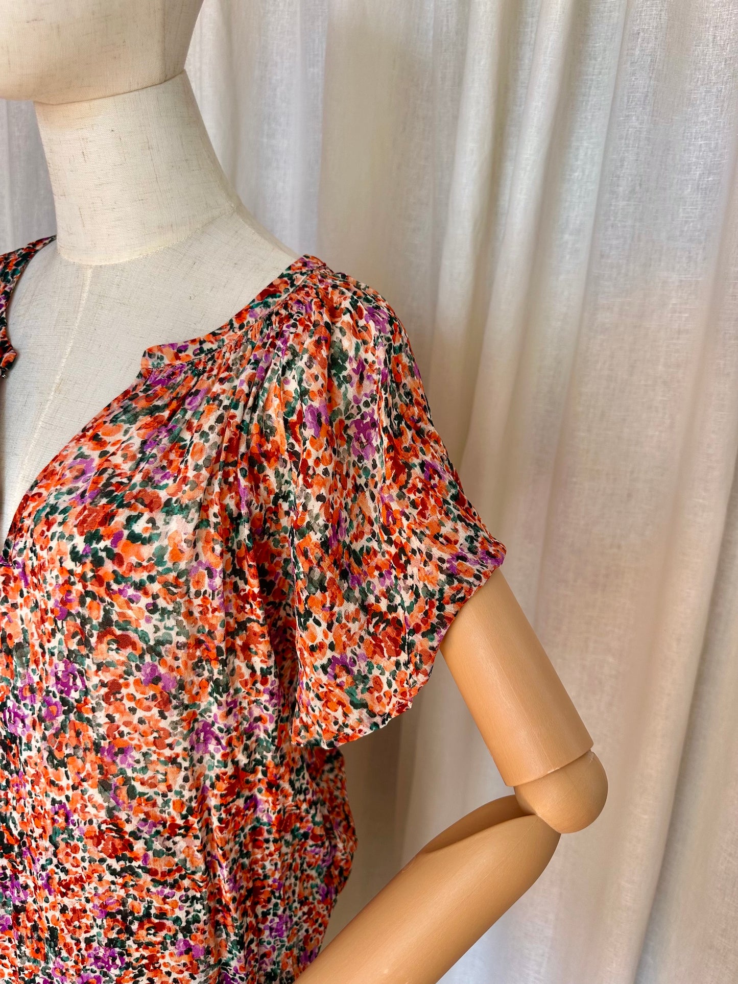 Blouse SET bloemenprint koraal - Maat 40