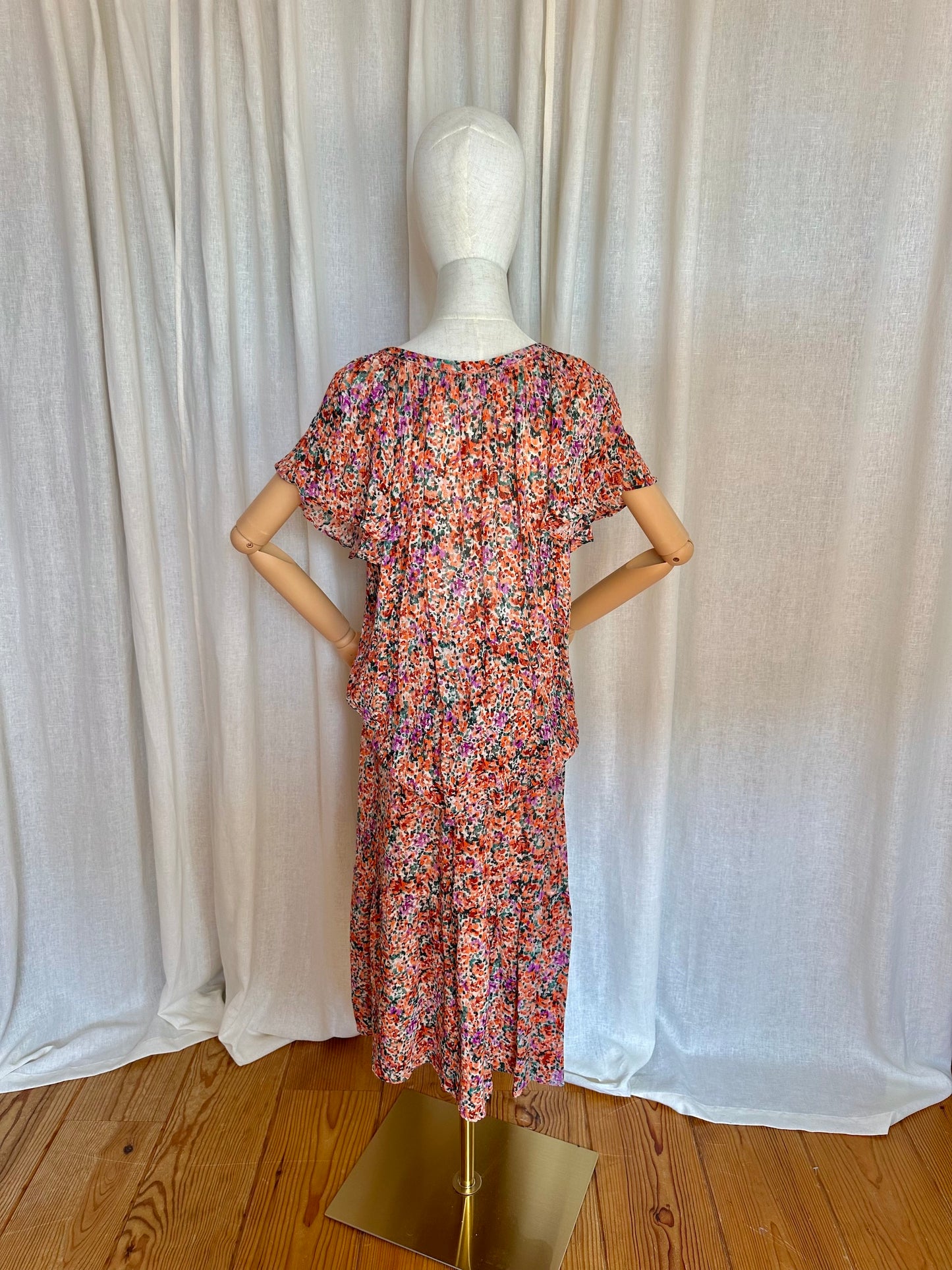 Rok SET bloemenprint koraal - Maat 38