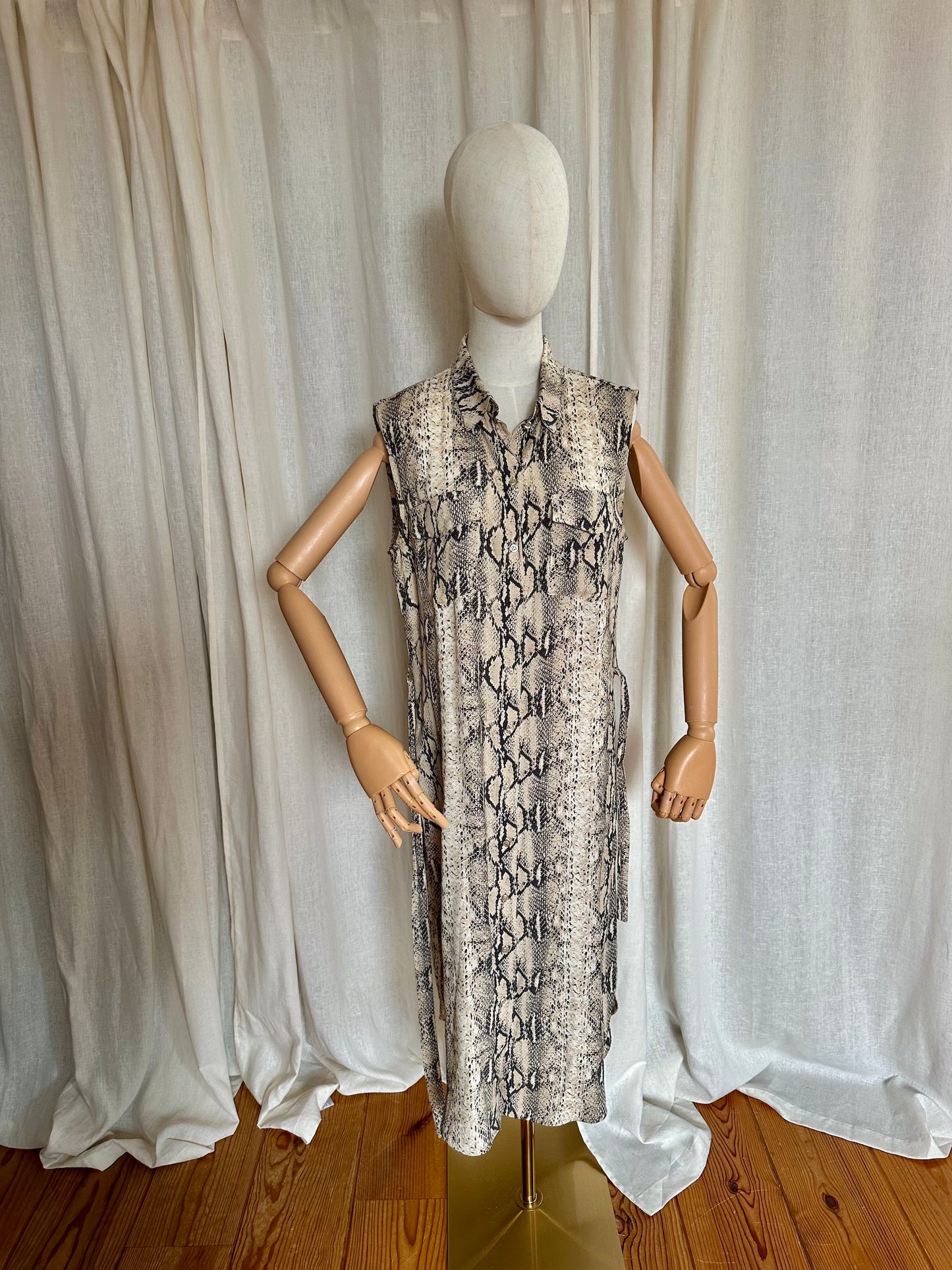 Jurk Set mouwloos slangeprint - Maat 38
