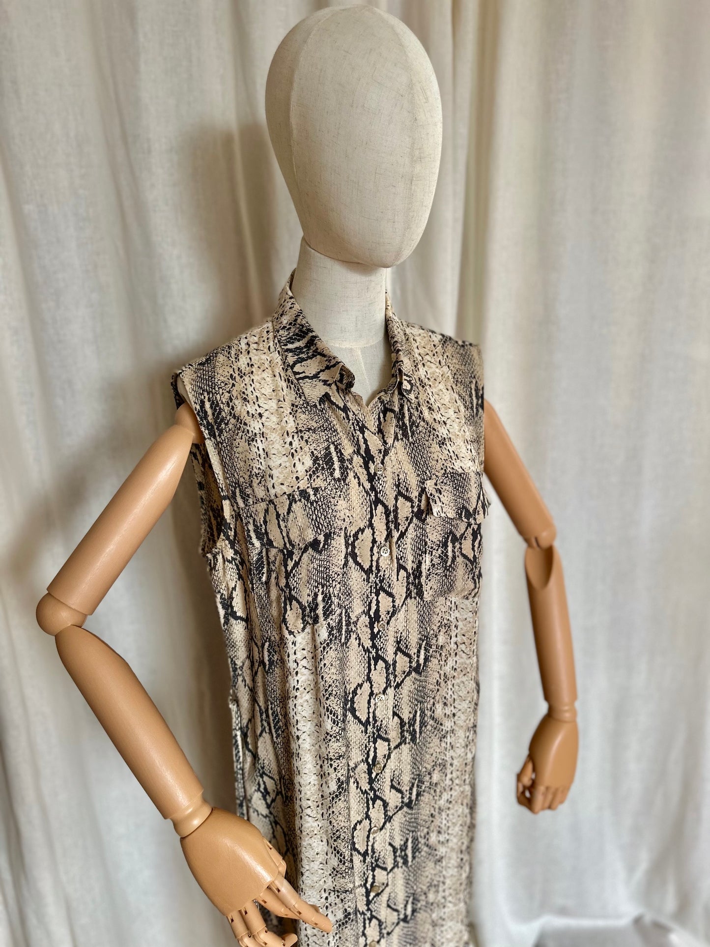 Jurk Set mouwloos slangeprint - Maat 38