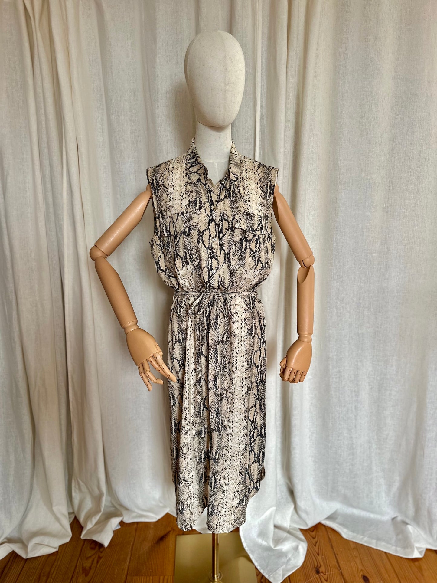 Jurk Set mouwloos slangeprint - Maat 38