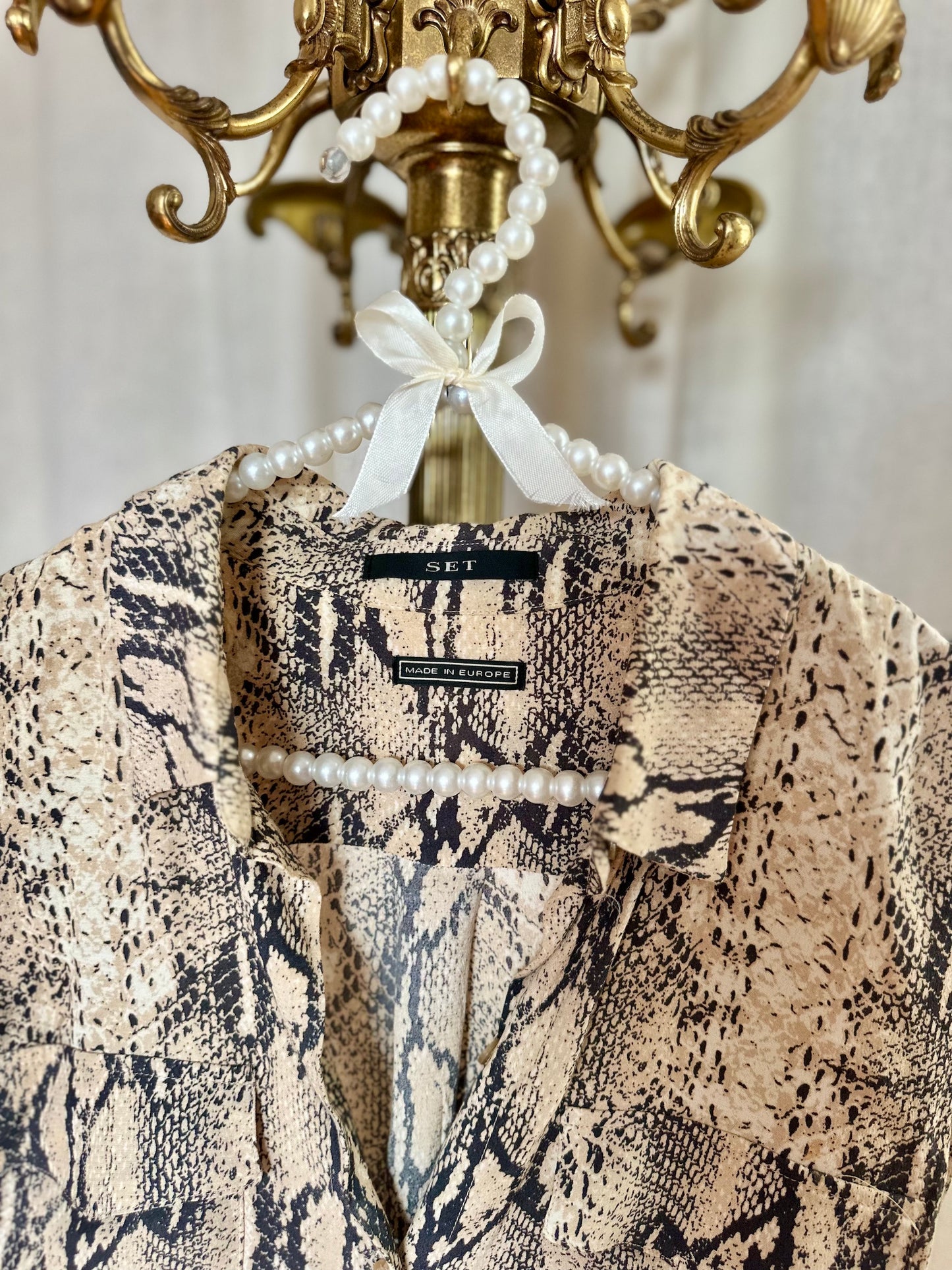 Jurk Set mouwloos slangeprint - Maat 38