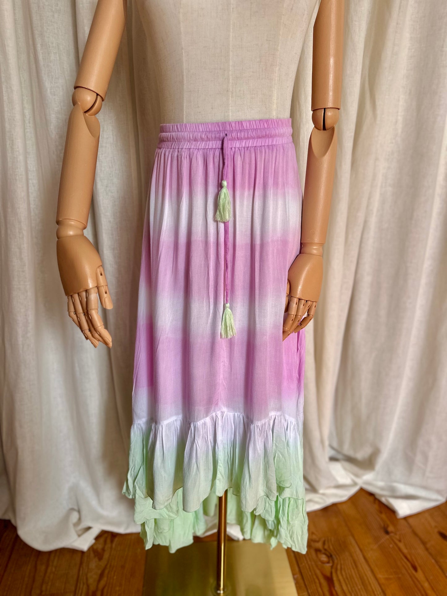 Rok Hot Lava tie dye lila, mintgroen - Maat S