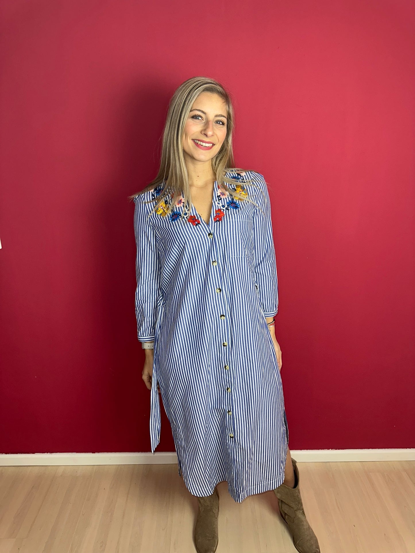 Jurk SET streep blauw&wit - Maat 38