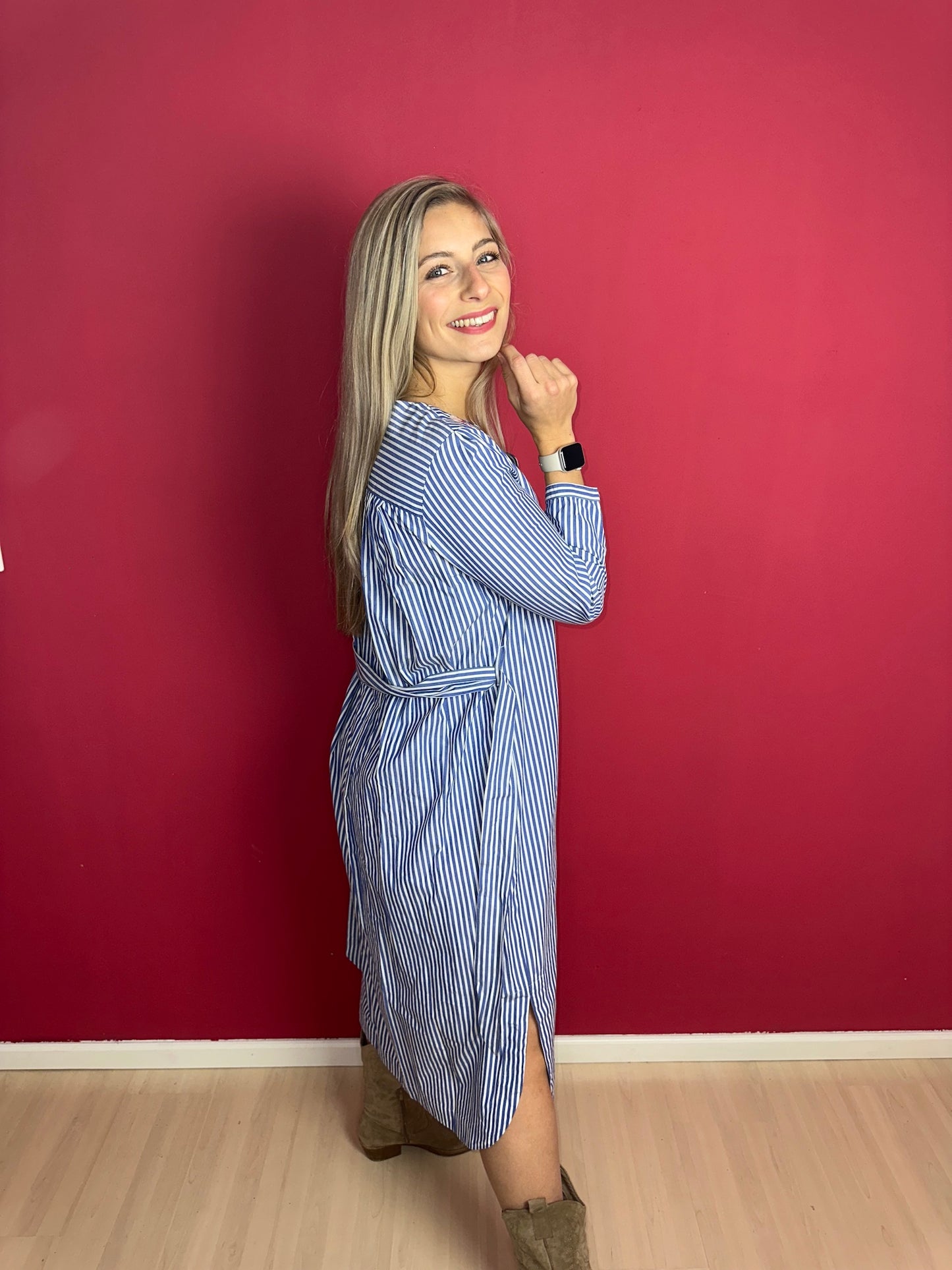 Jurk SET streep blauw&wit - Maat 38