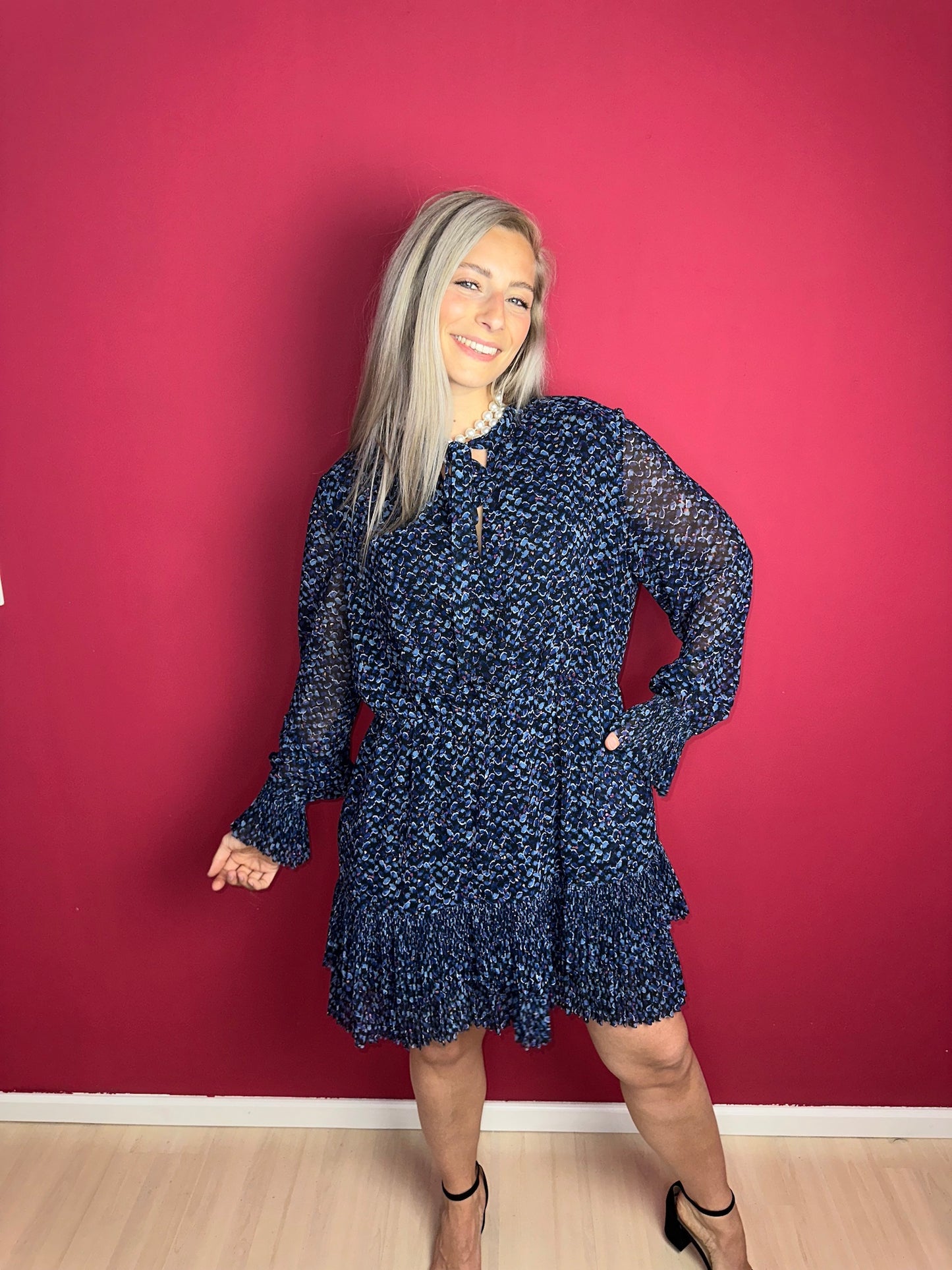 Jurk Lala Berlin print blauw - Maat 42