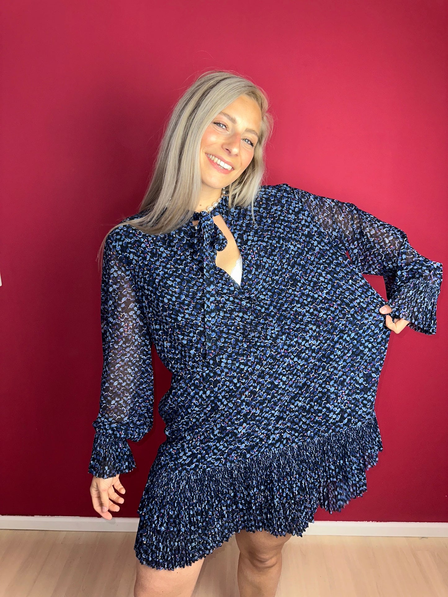 Jurk Lala Berlin print blauw - Maat 42