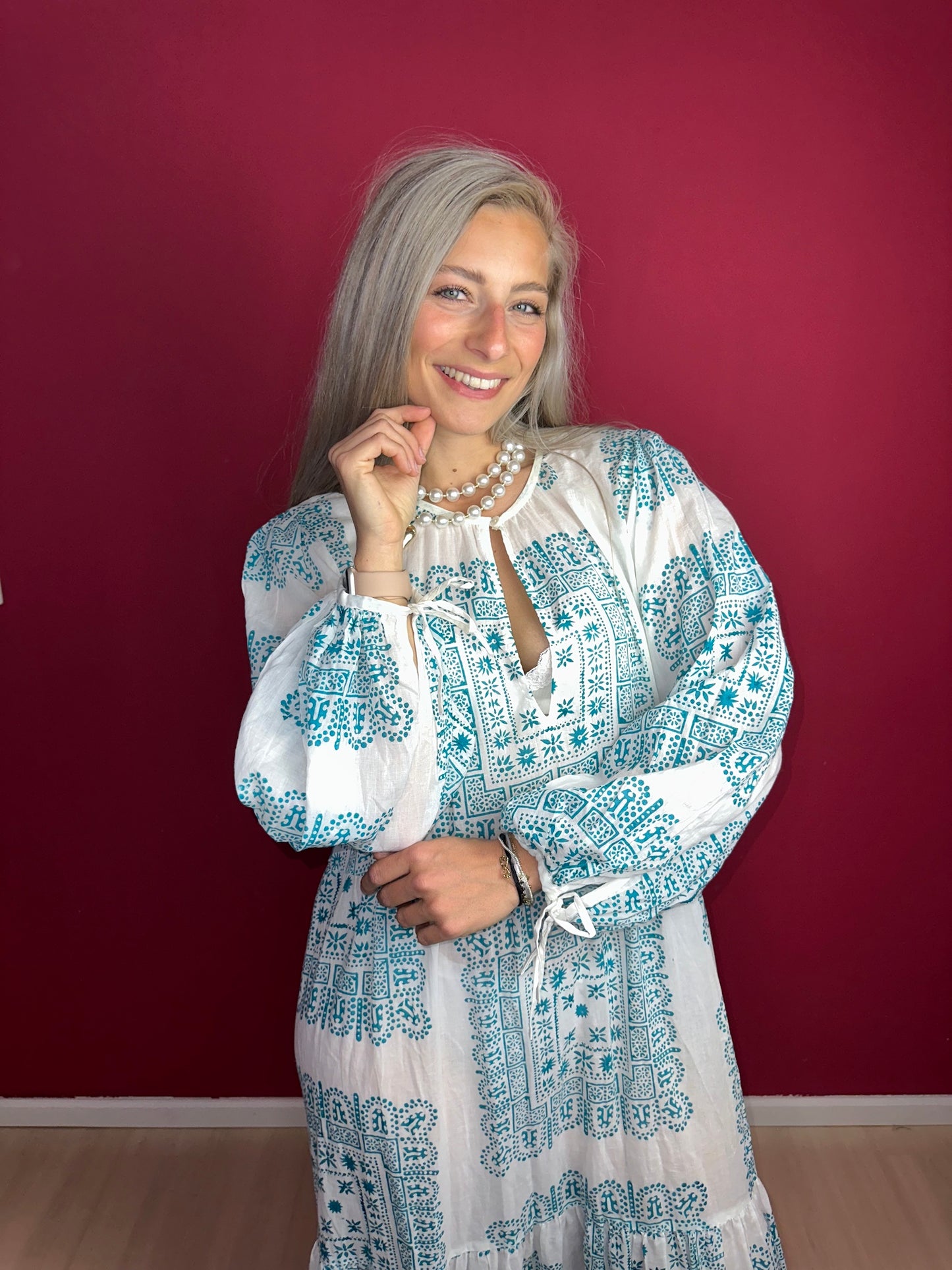 Jurk Antik Batik turquoise - Maat M/L