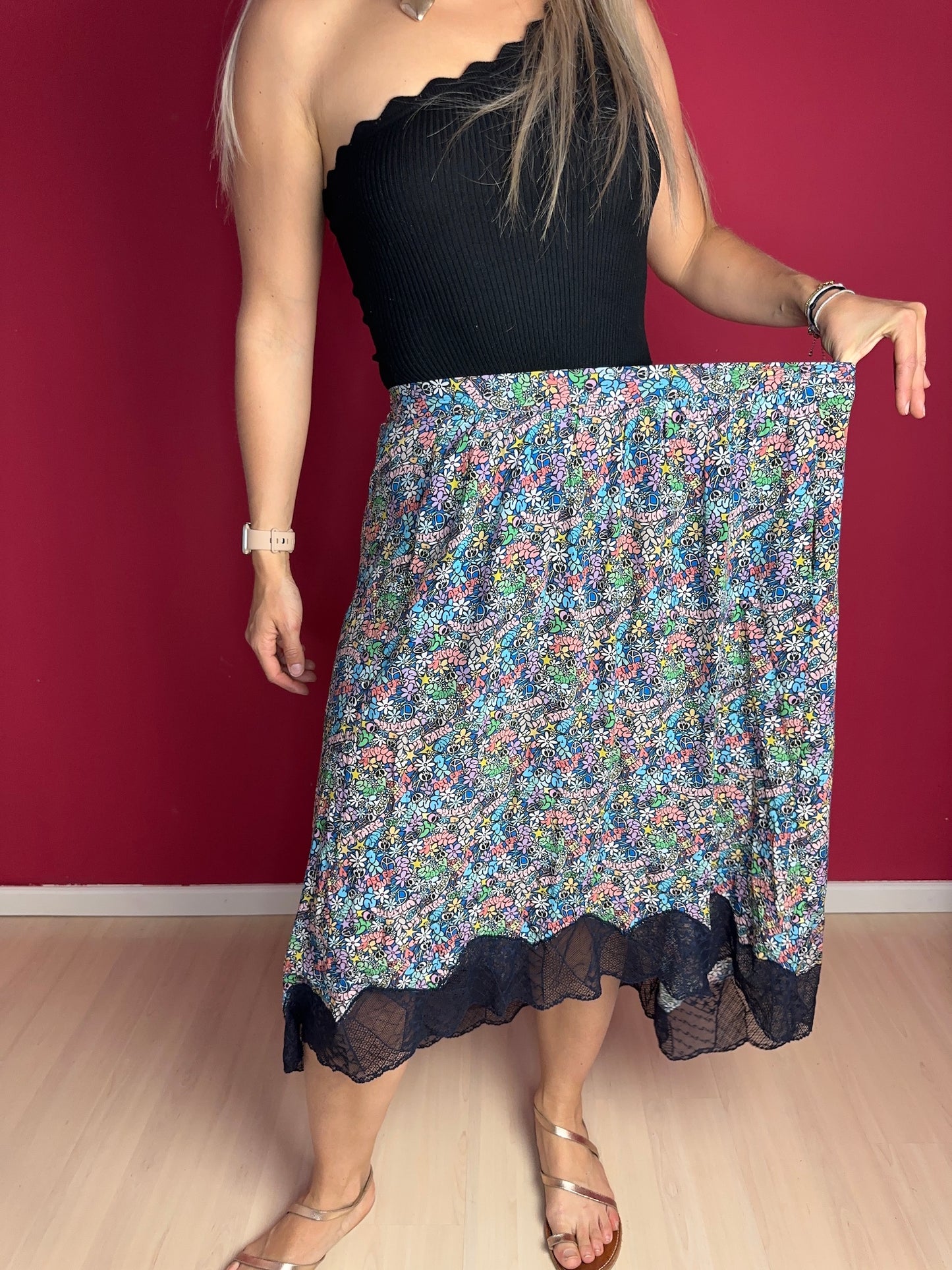 Rok Zadig&Voltaire kant print cobalt - Maat 42