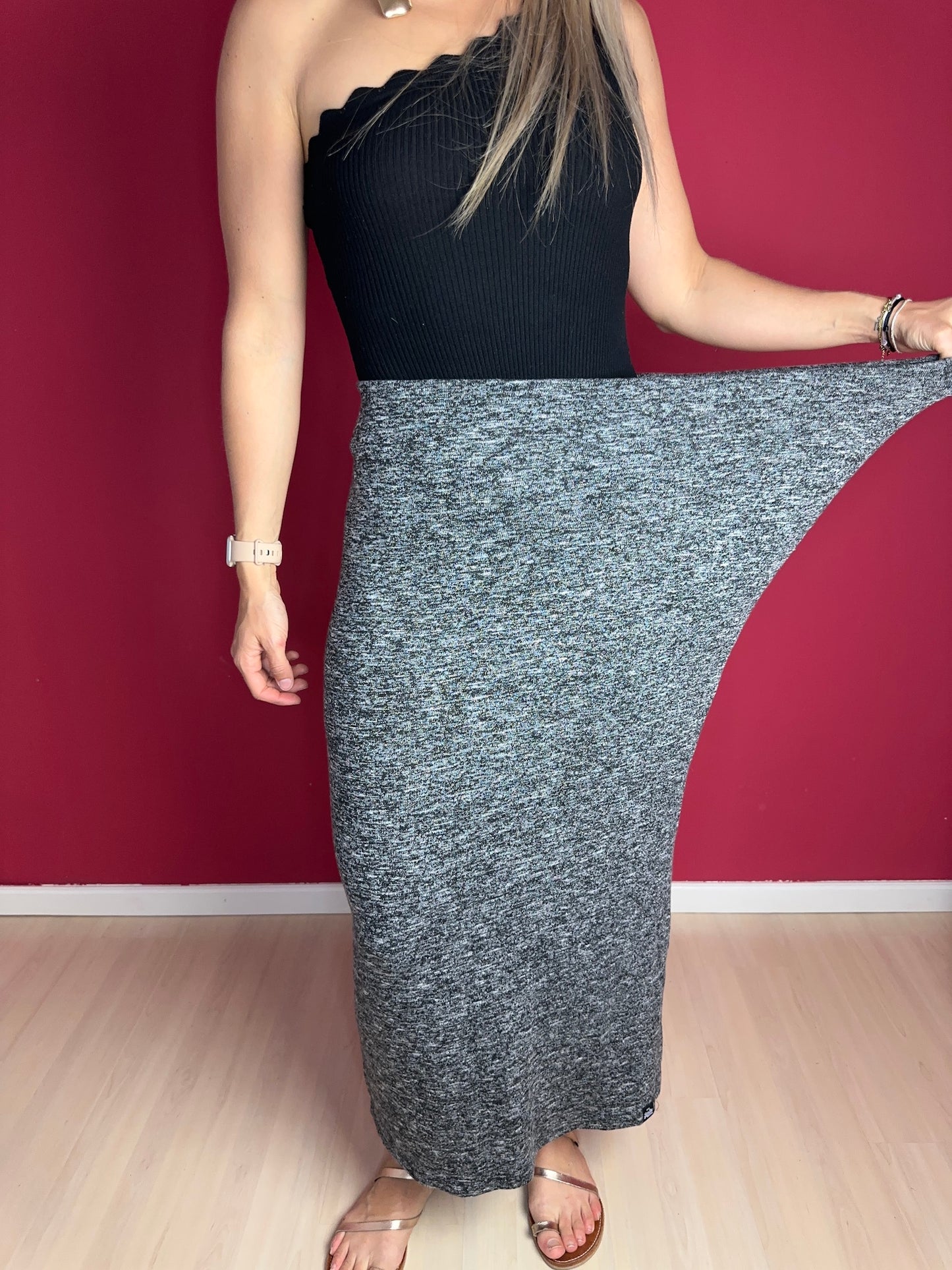 Rok Superdry maxi grijs - Maat 42