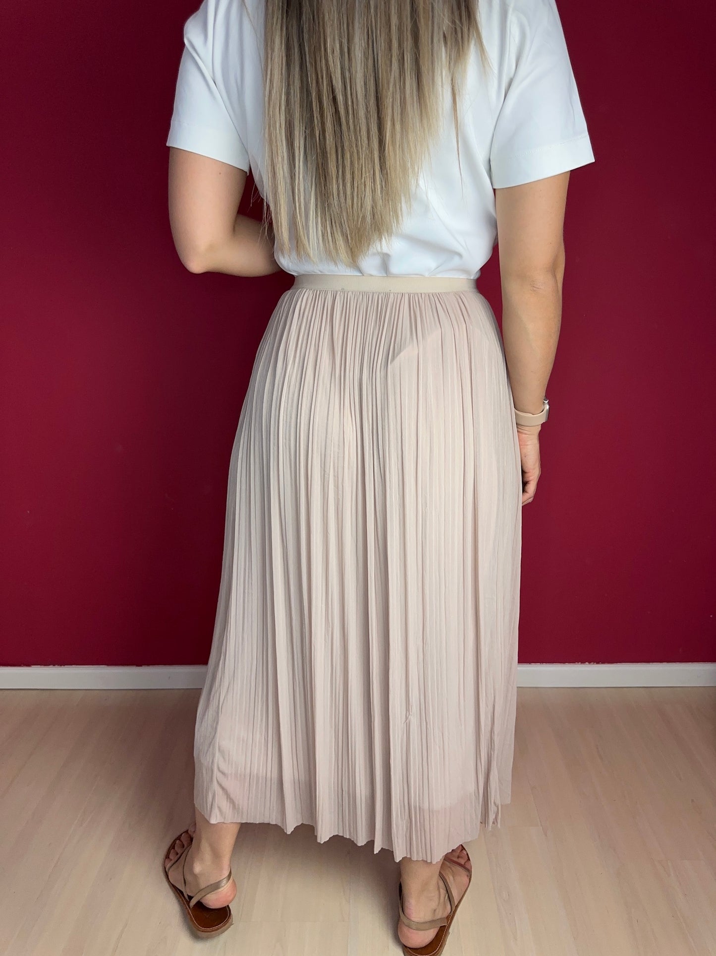 Rok Twinset tule plissé beige - Maat L