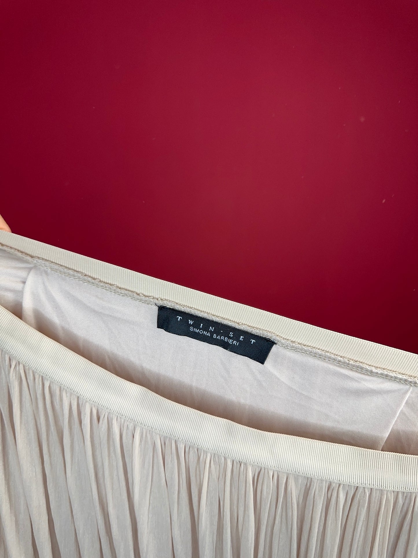 Rok Twinset tule plissé beige - Maat L