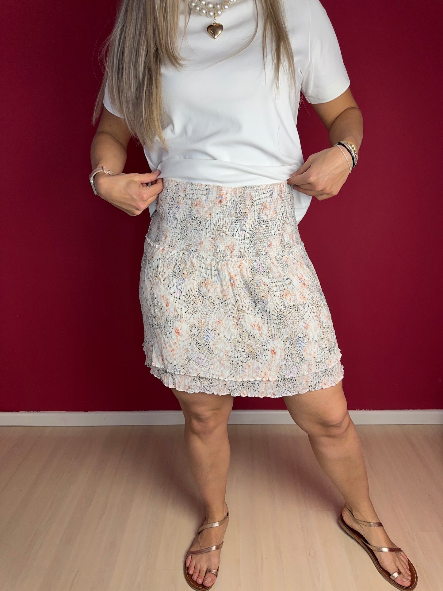Rok LaLa Berlin print beige - Maat L