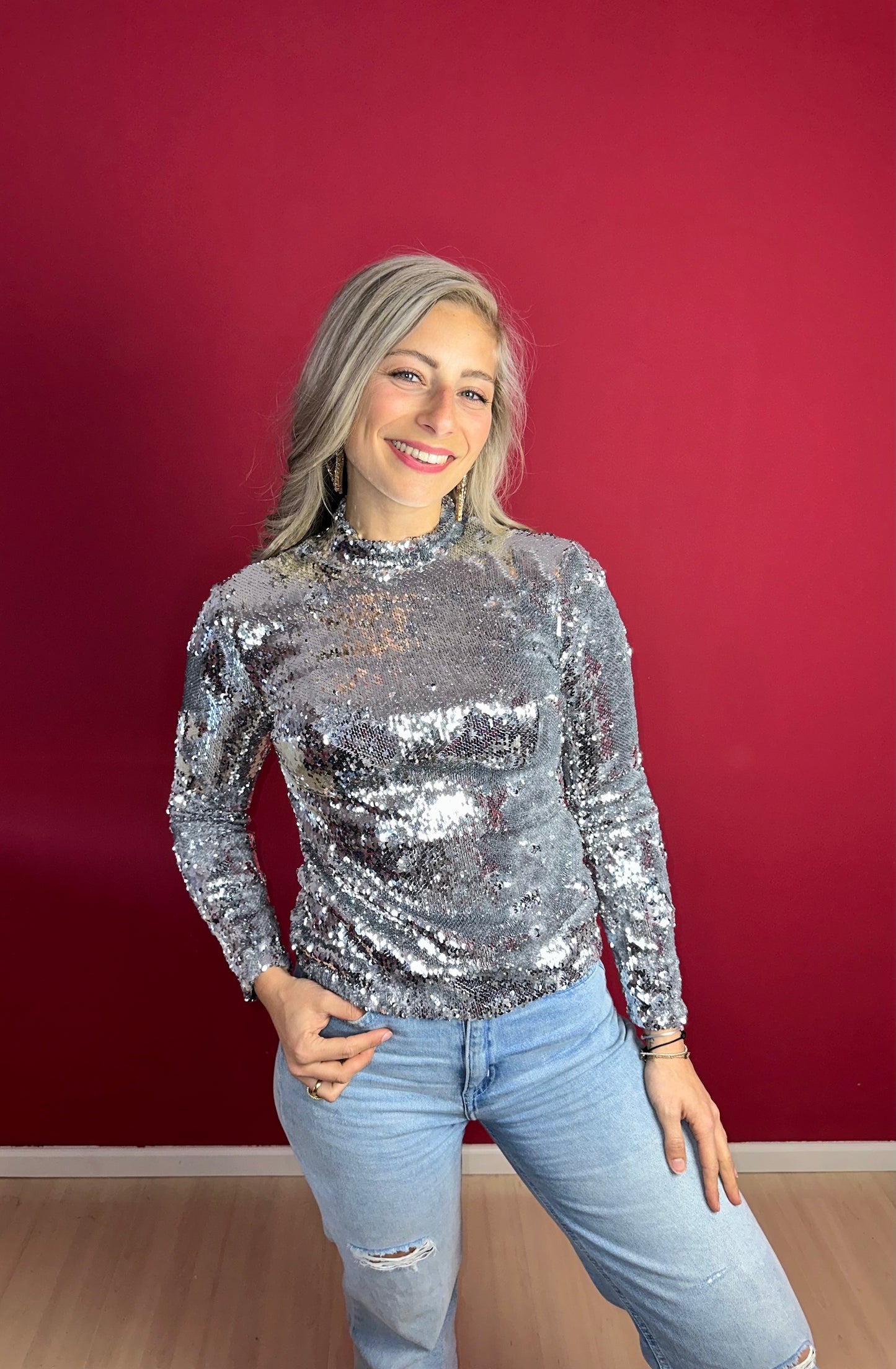 Top Notes du Nord pailletten zilver - Maat 36