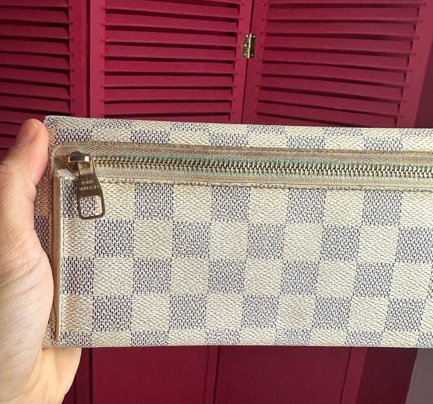 Louis Vuitton origami damier azur canvas long wallet