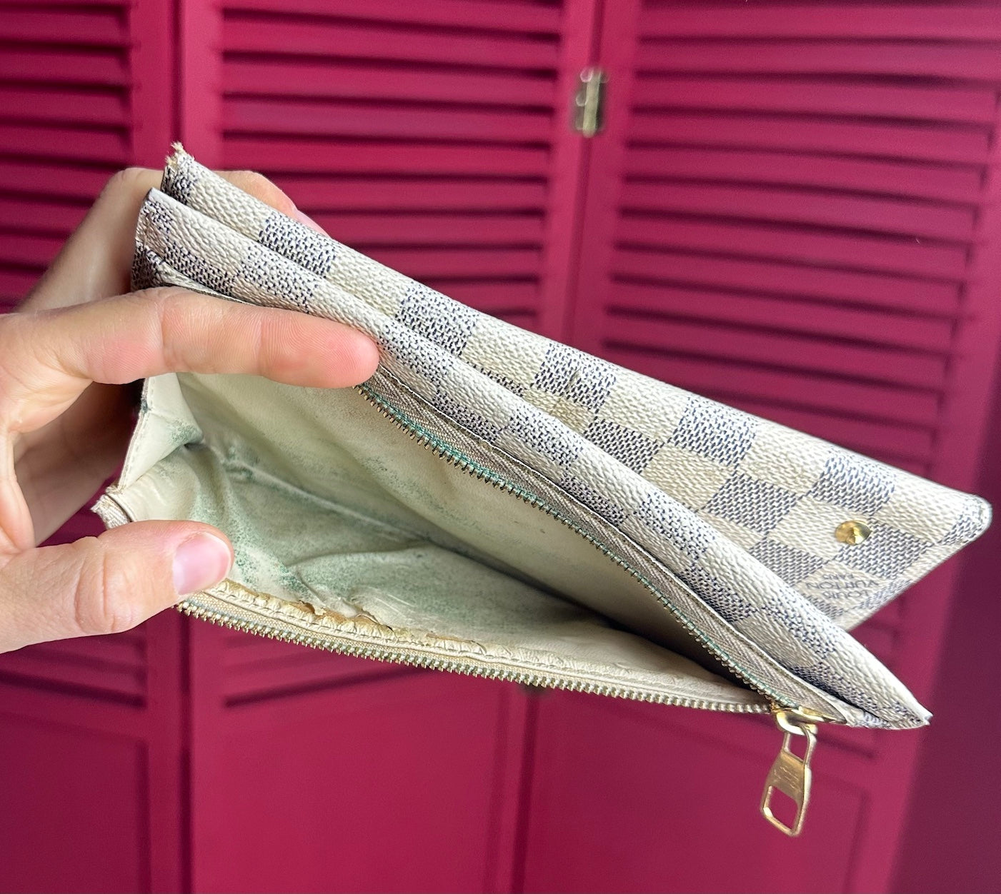 Louis Vuitton origami damier azur canvas long wallet