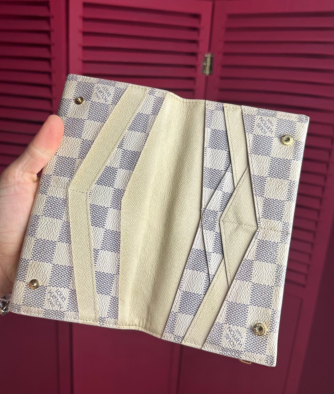 Louis Vuitton origami damier azur canvas long wallet