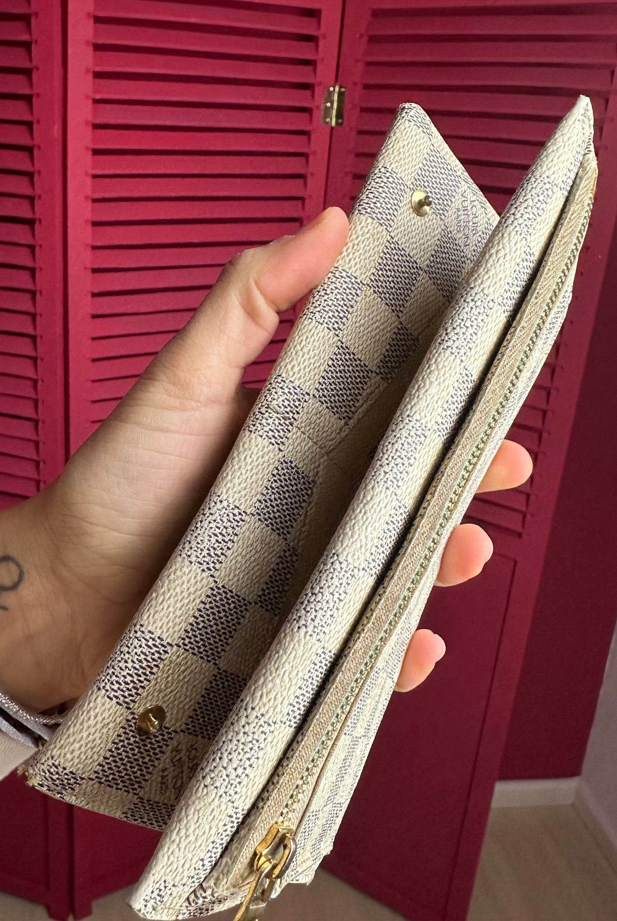 Louis Vuitton origami damier azur canvas long wallet
