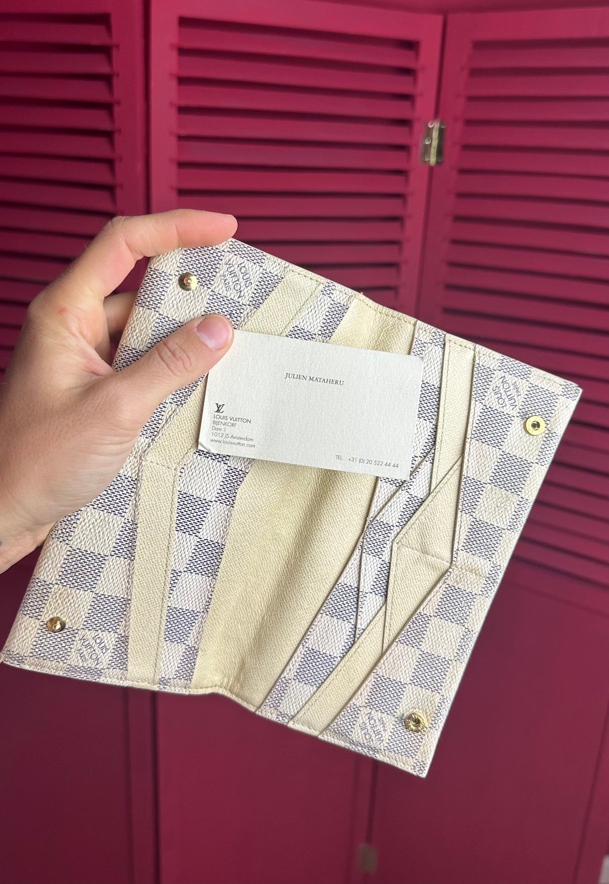 Louis Vuitton origami damier azur canvas long wallet