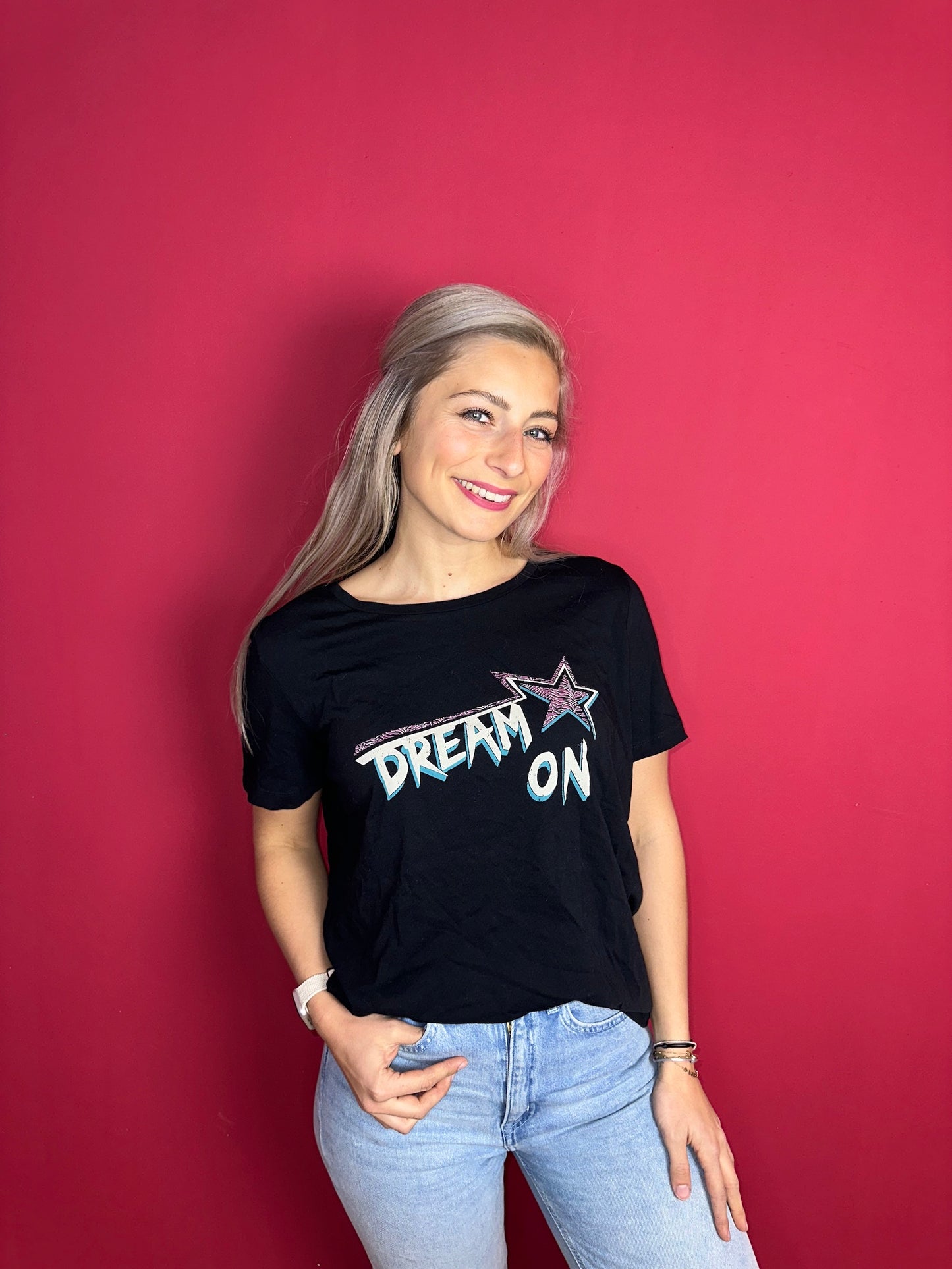 T-shirt SET zwart 'Dream on' - Maat 44
