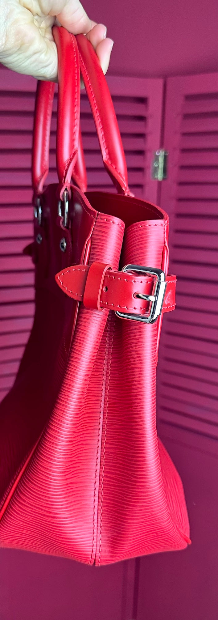 Louis Vuitton Passy handtas leer rood