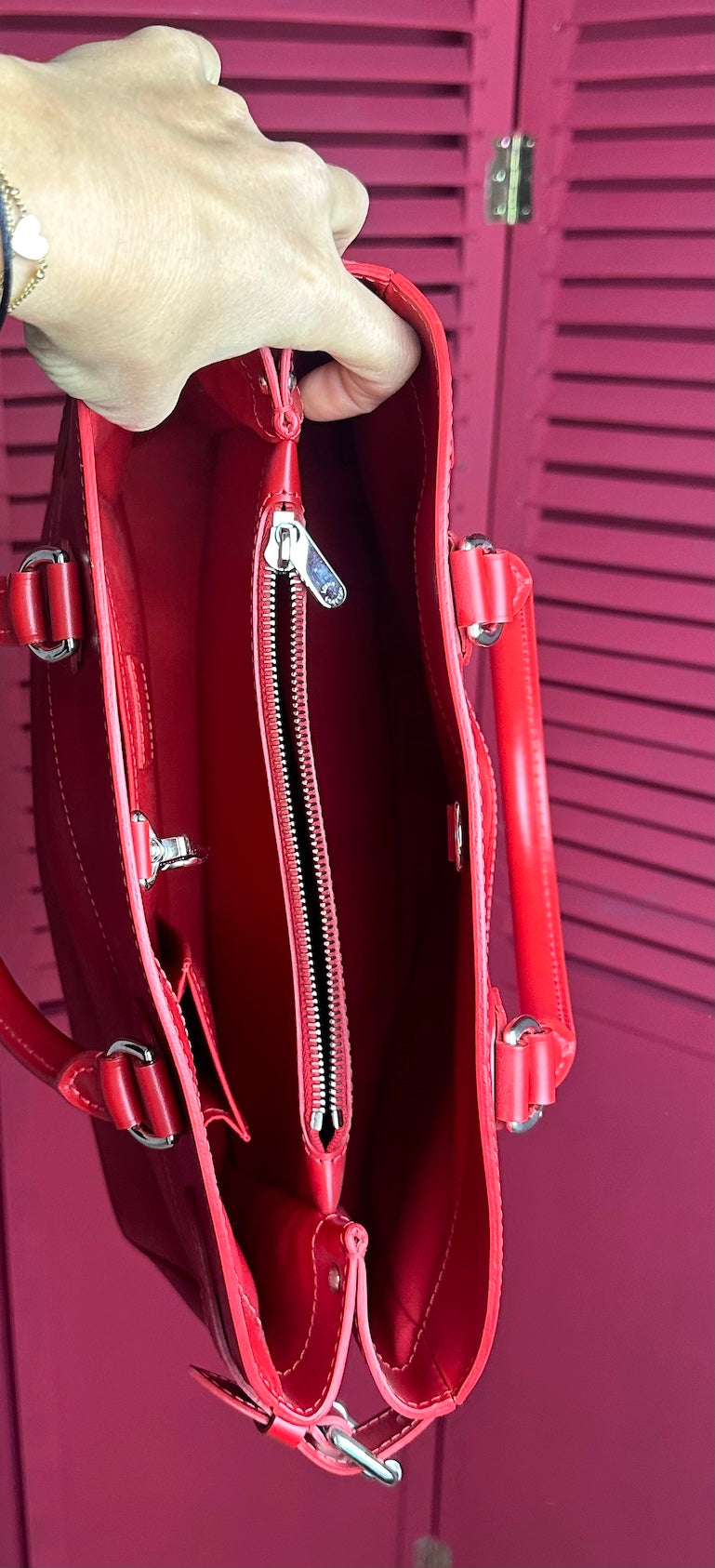 Louis Vuitton Passy handtas leer rood