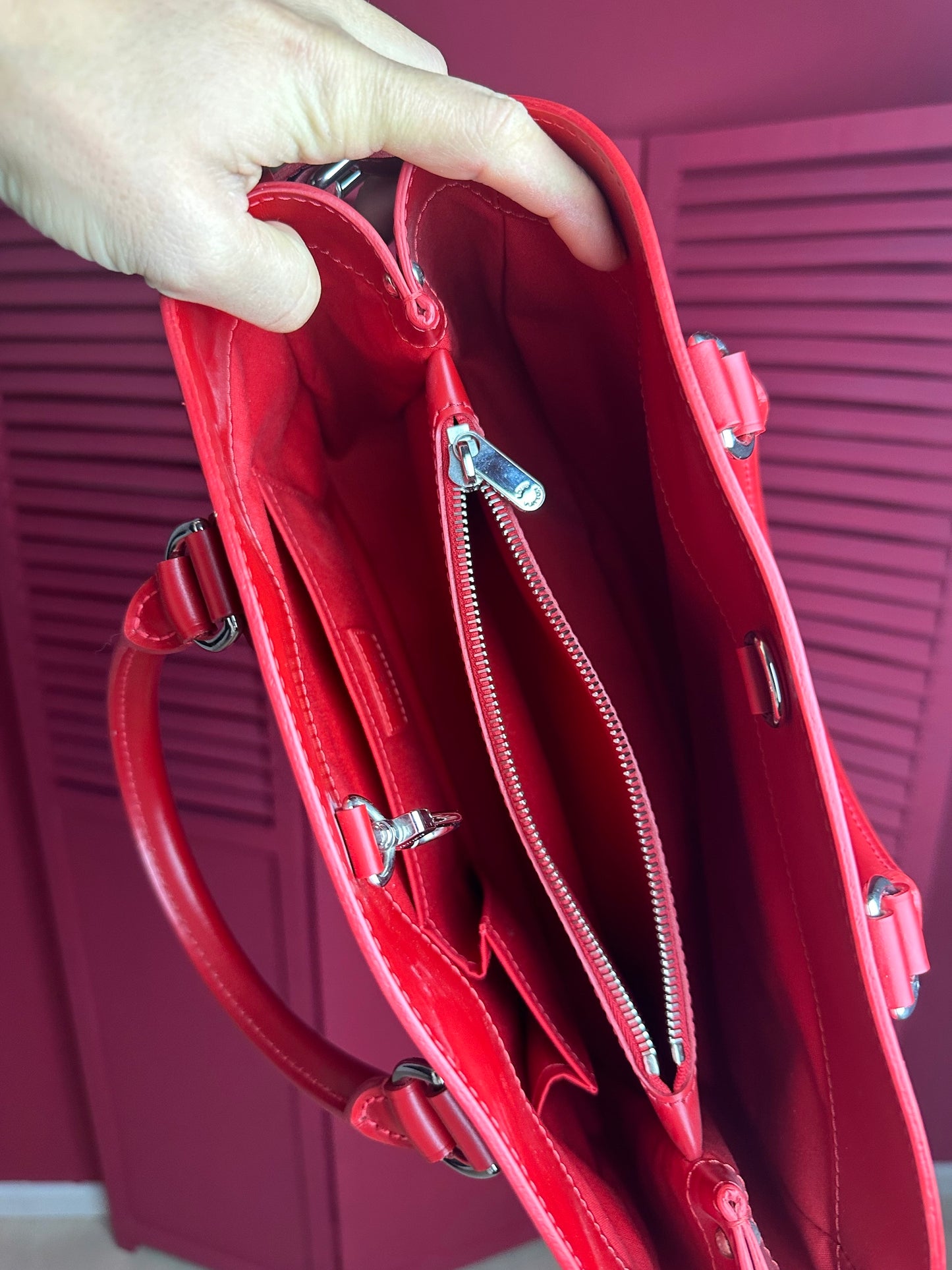 Louis Vuitton Passy handtas leer rood