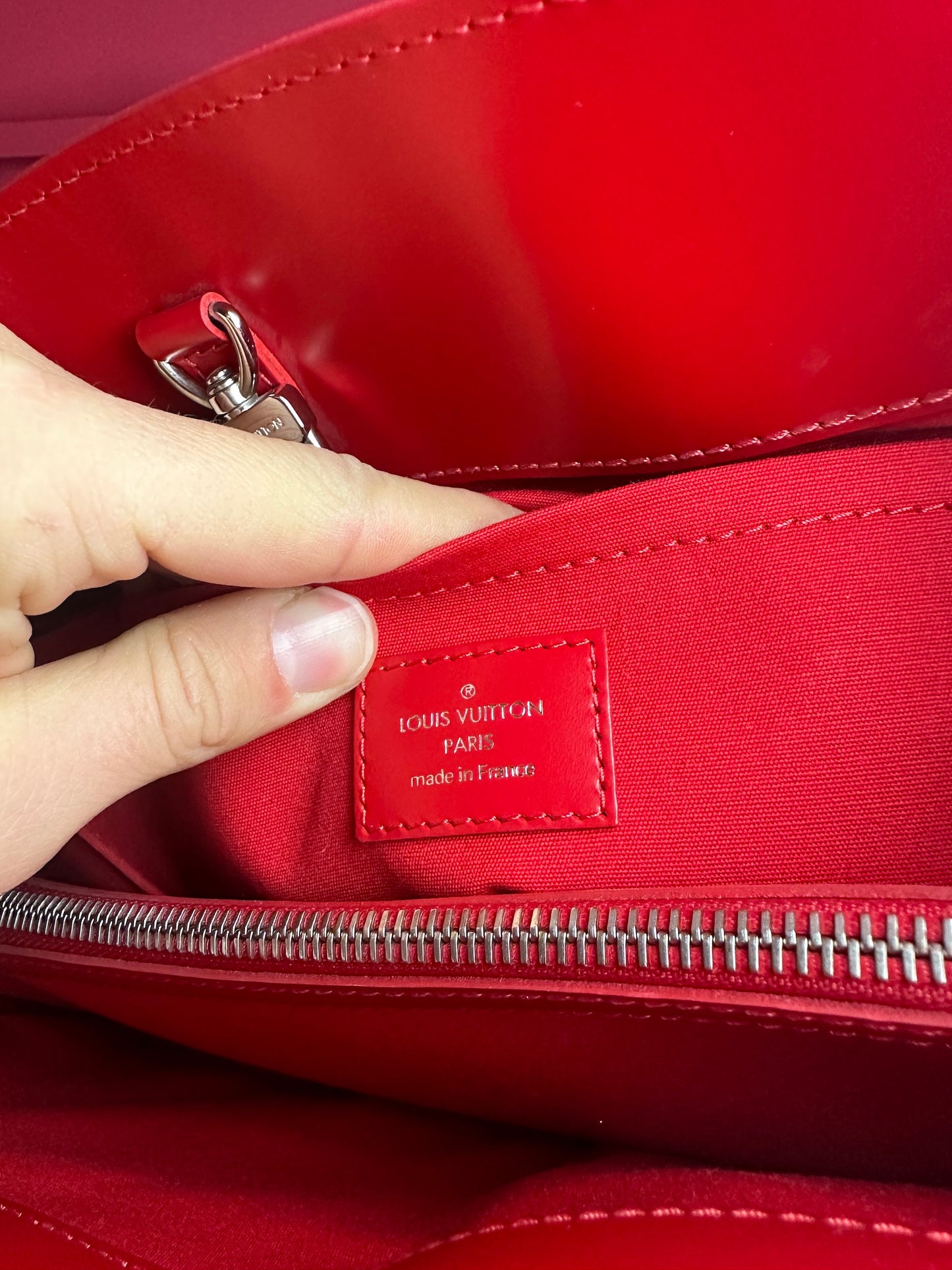 Louis Vuitton Passy handtas leer rood