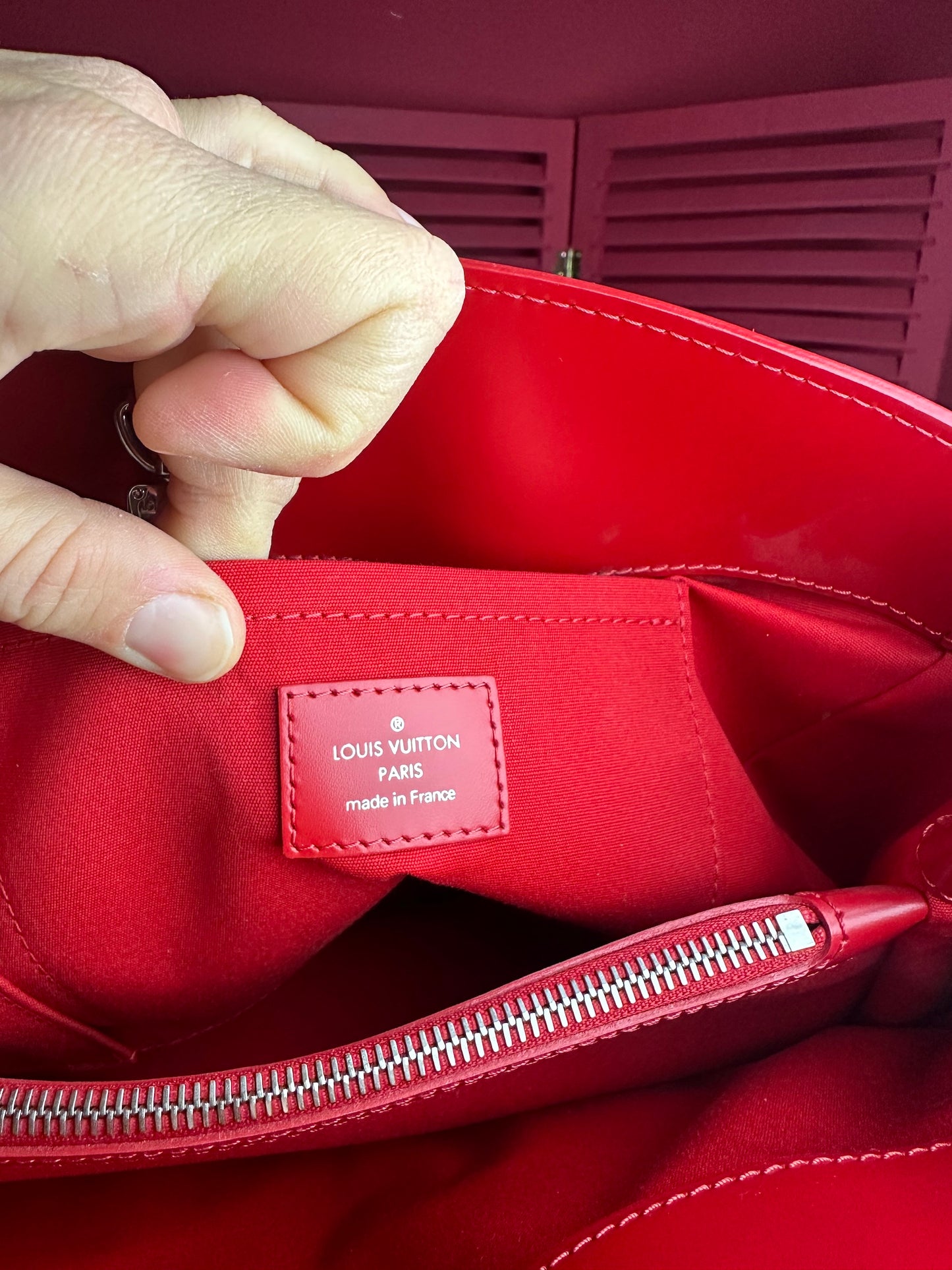 Louis Vuitton Passy handtas leer rood