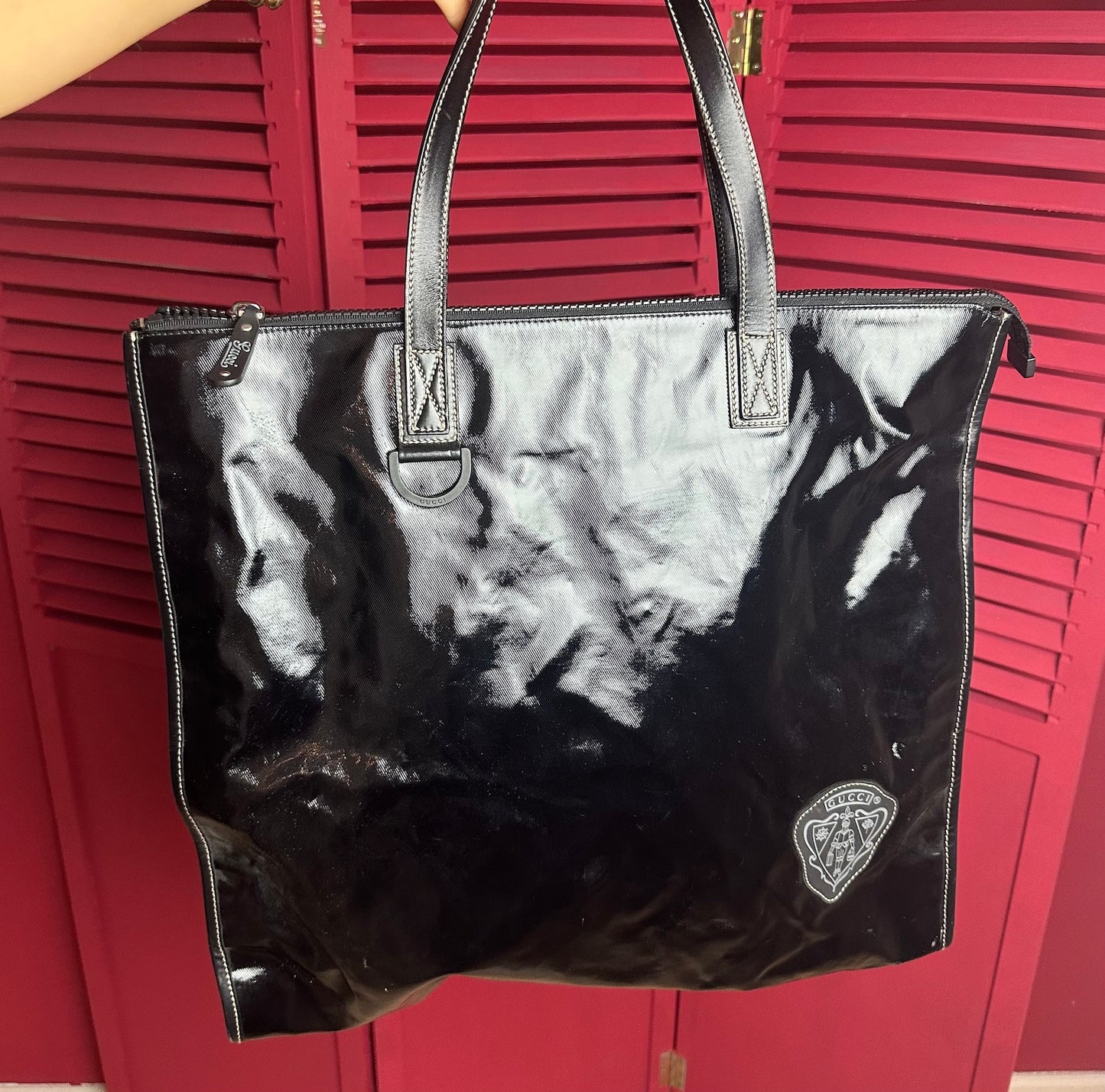 Gucci emblem tote bag zwart
