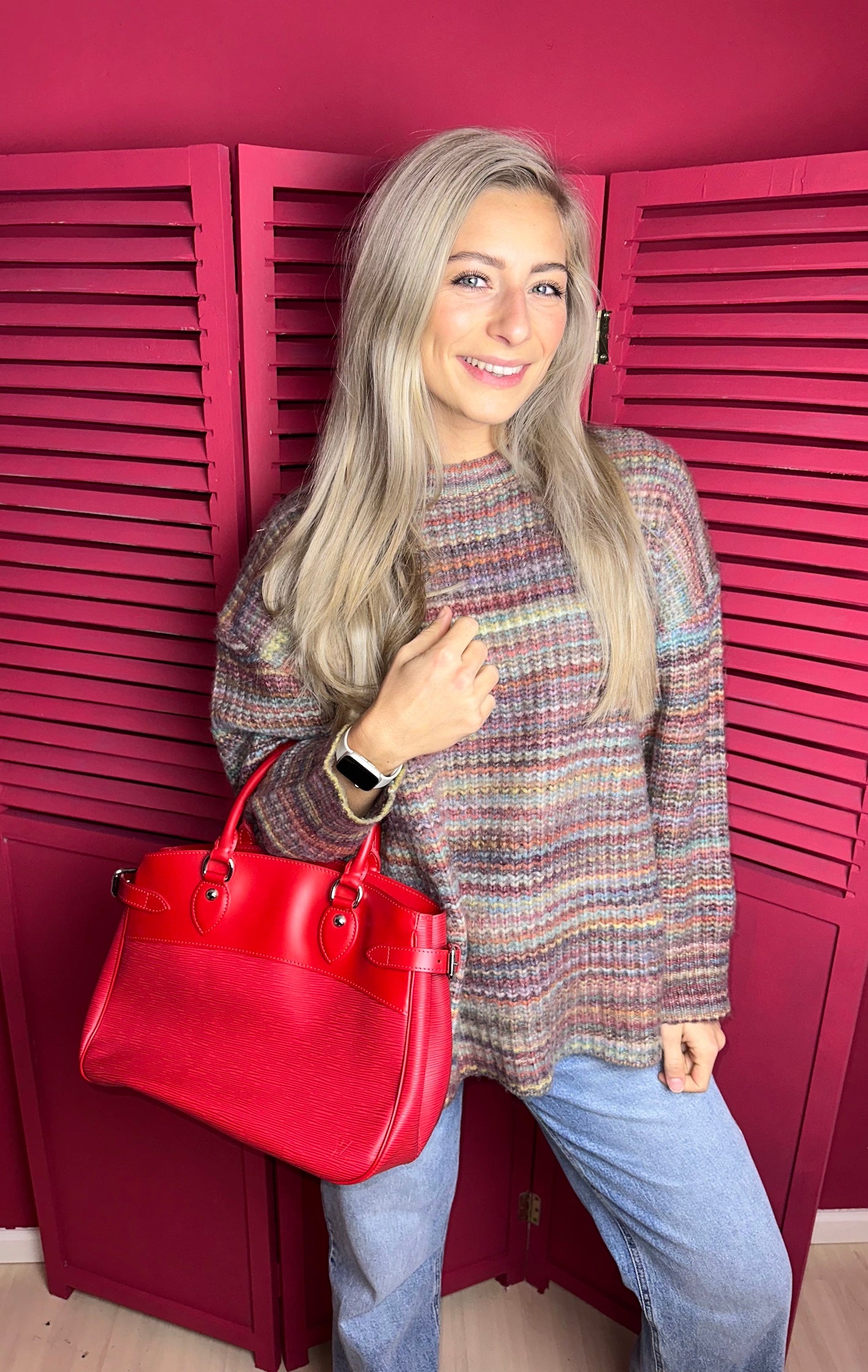 Louis Vuitton Passy handtas leer rood
