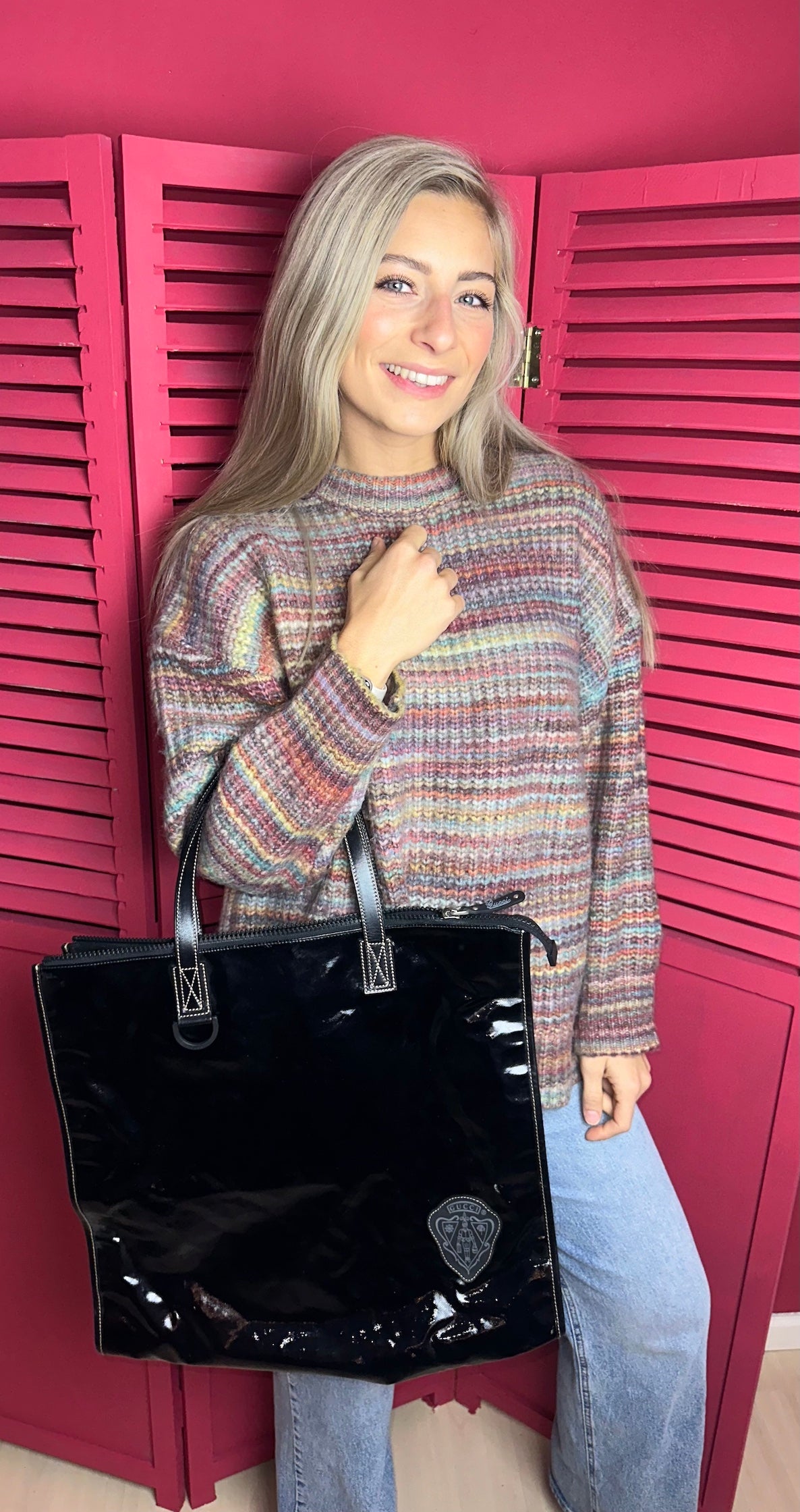 Gucci emblem tote bag zwart