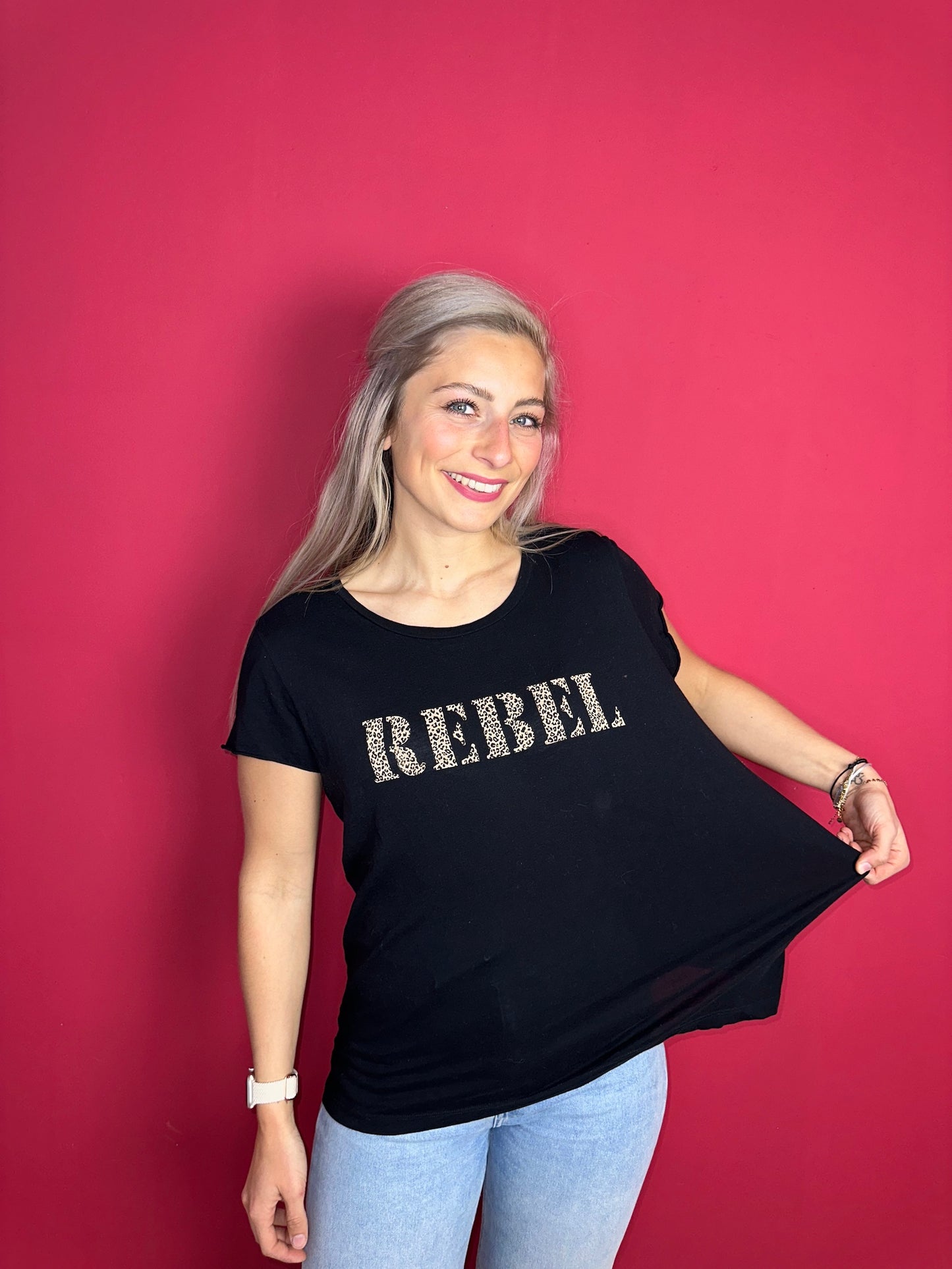 T-shirt SET zwart 'Rebel' - Maat 38
