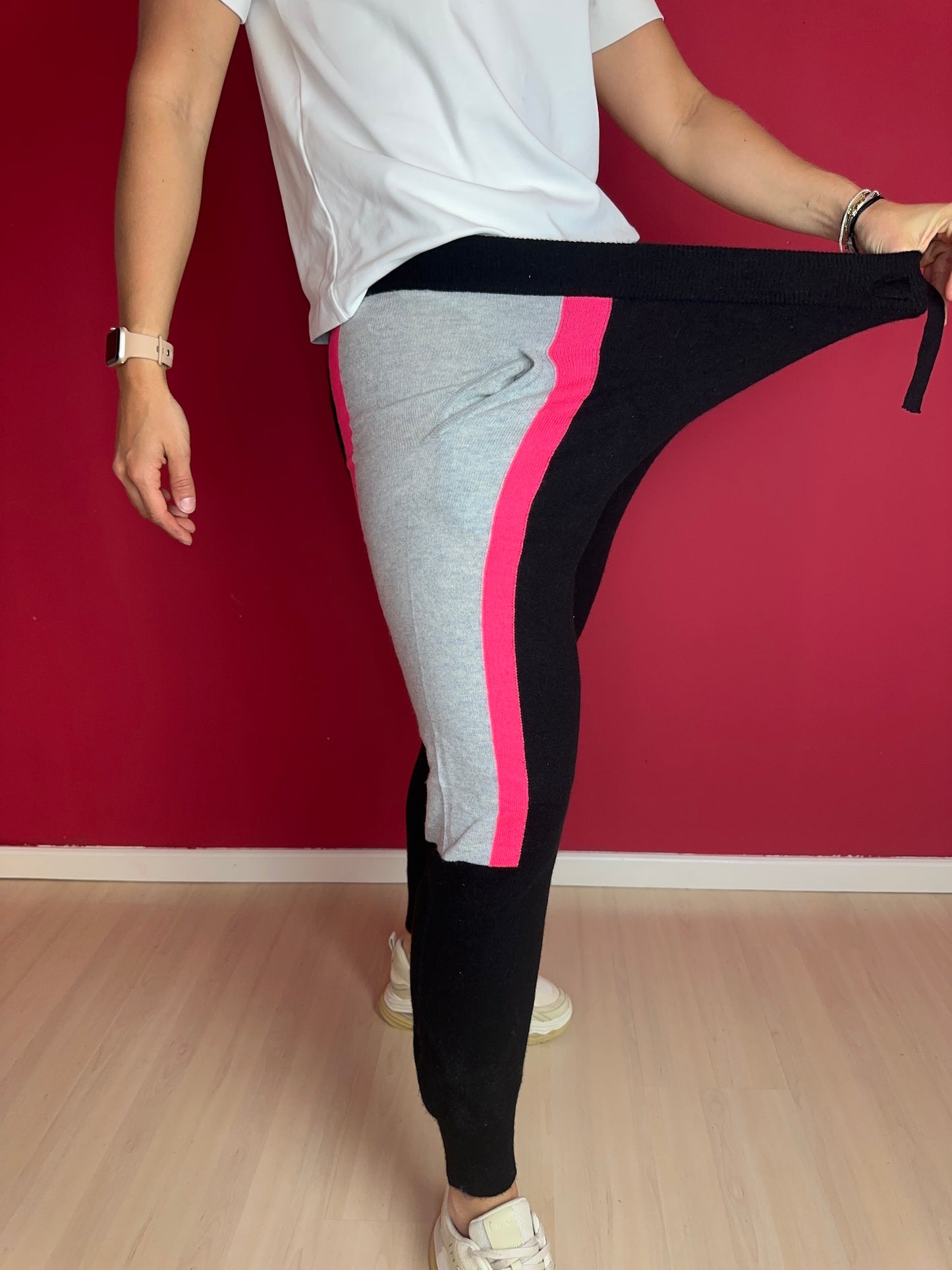 Broek Brodie Cashmere zwart/neon roze - Maat L