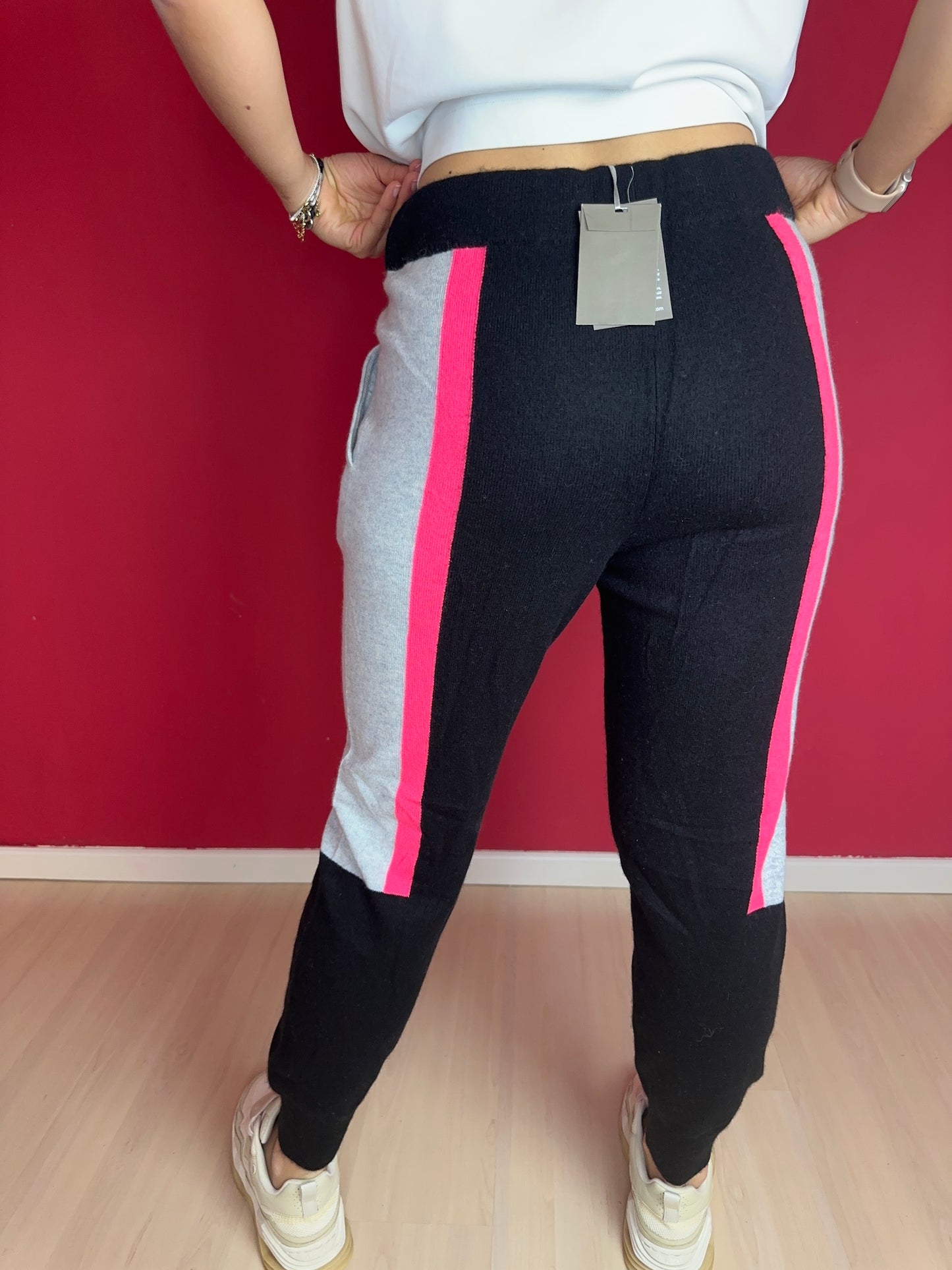 Broek Brodie Cashmere zwart/neon roze - Maat L