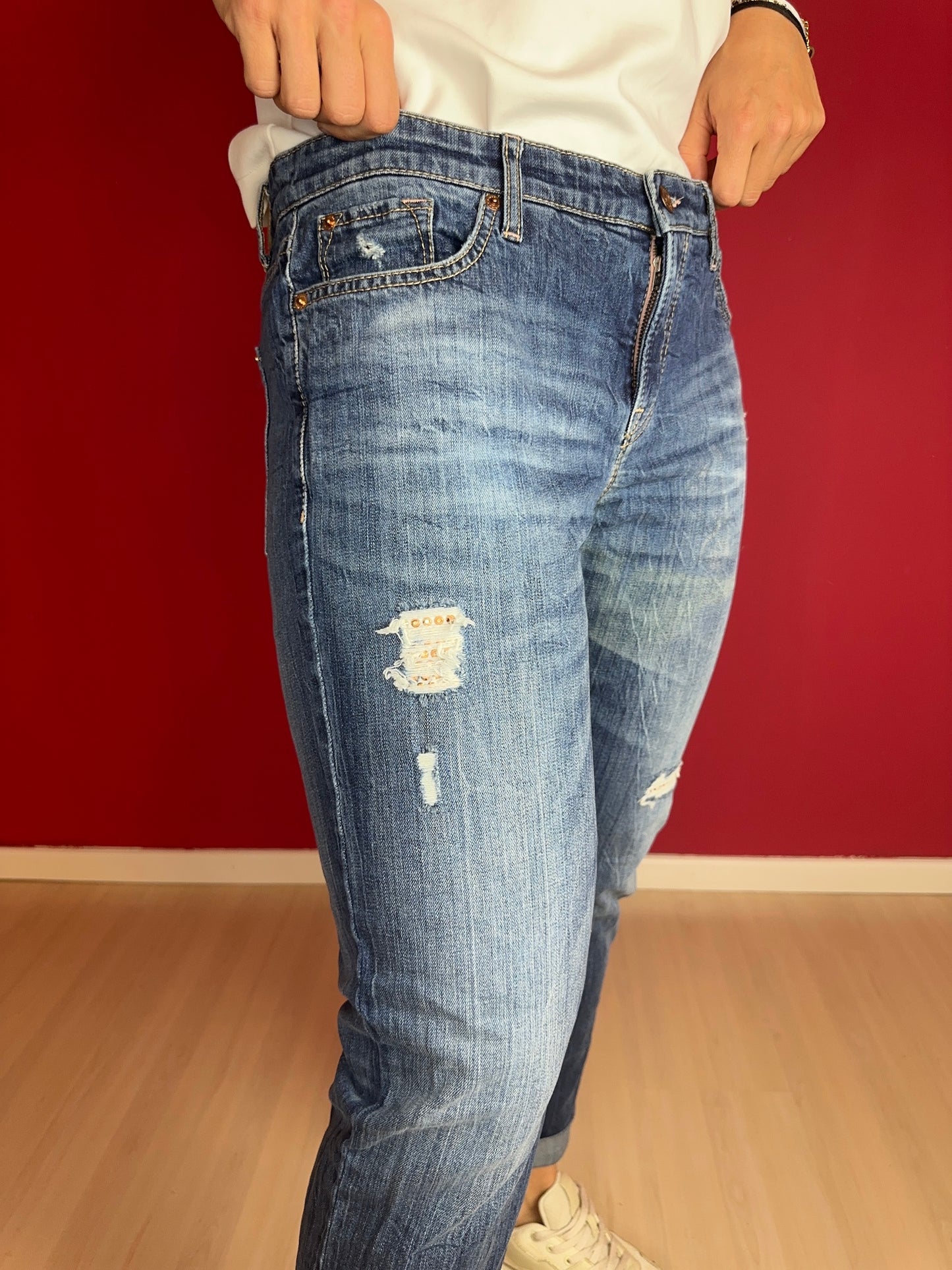 Jeans Cambio studs roségoud - Maat 44