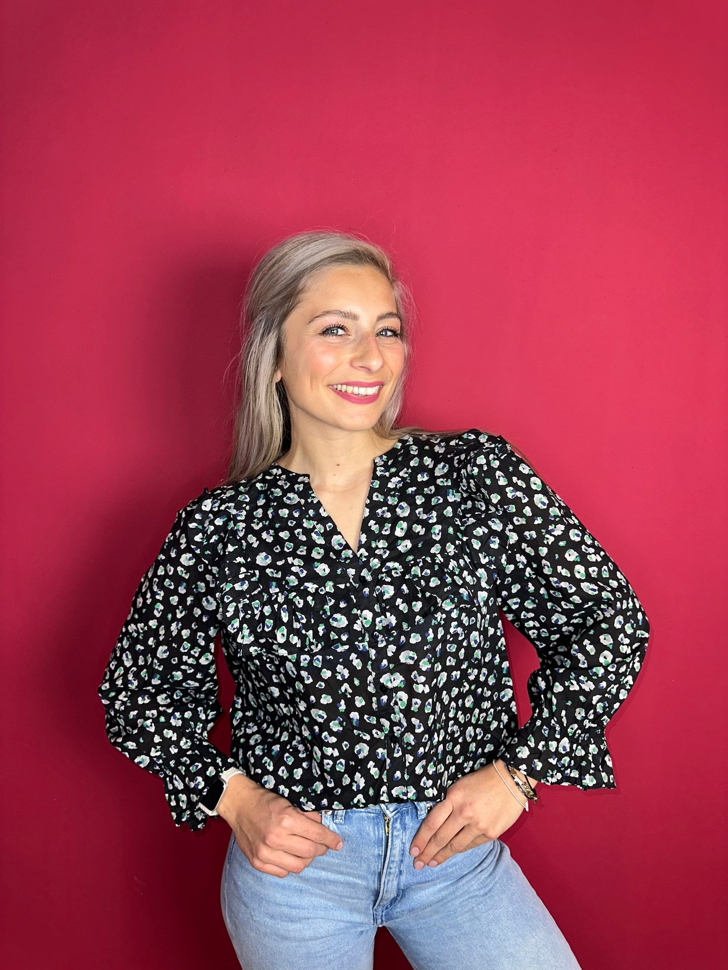 Blouse ba&sh zwart print - Maat 2