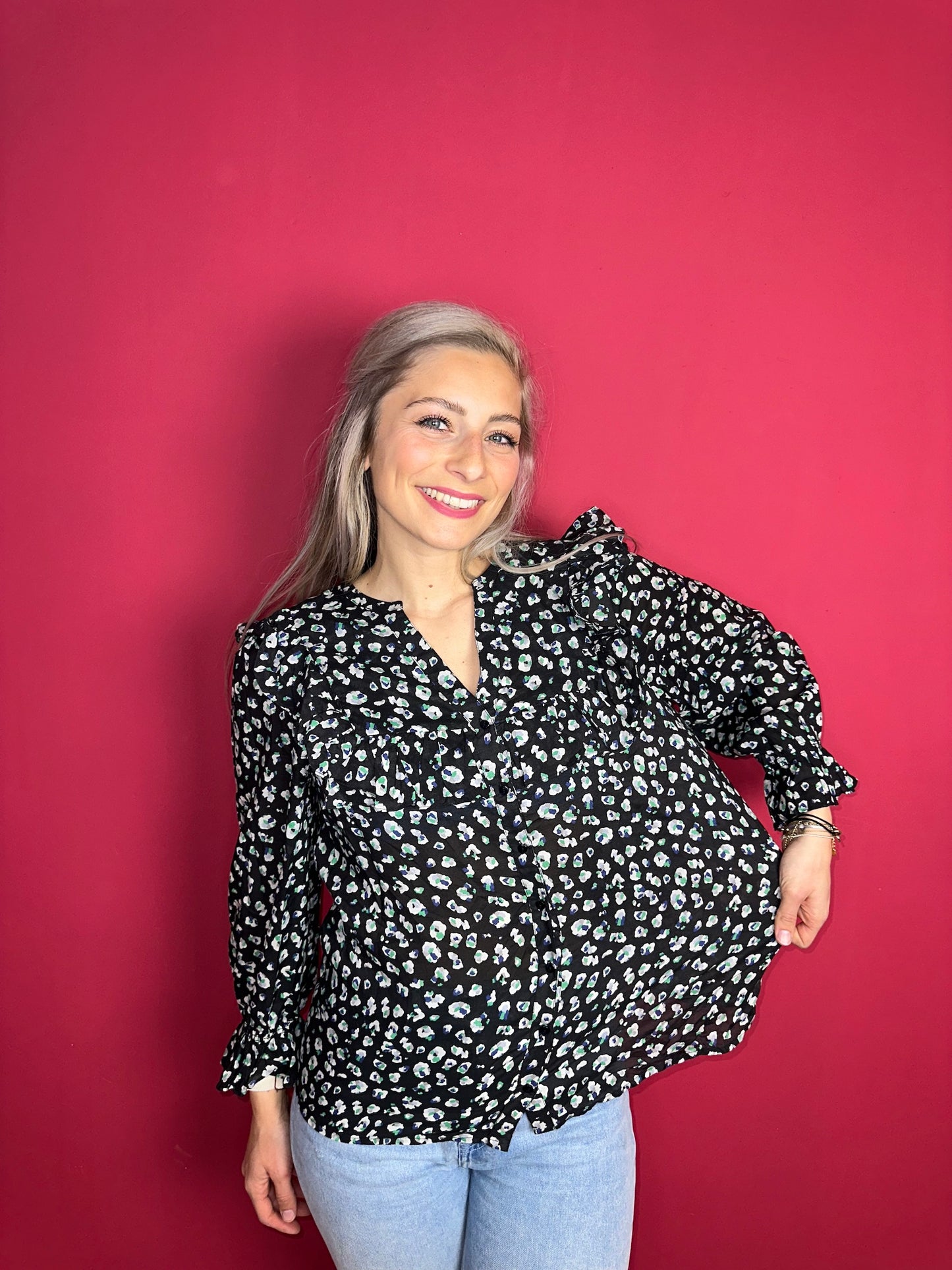 Blouse ba&sh zwart print - Maat 2